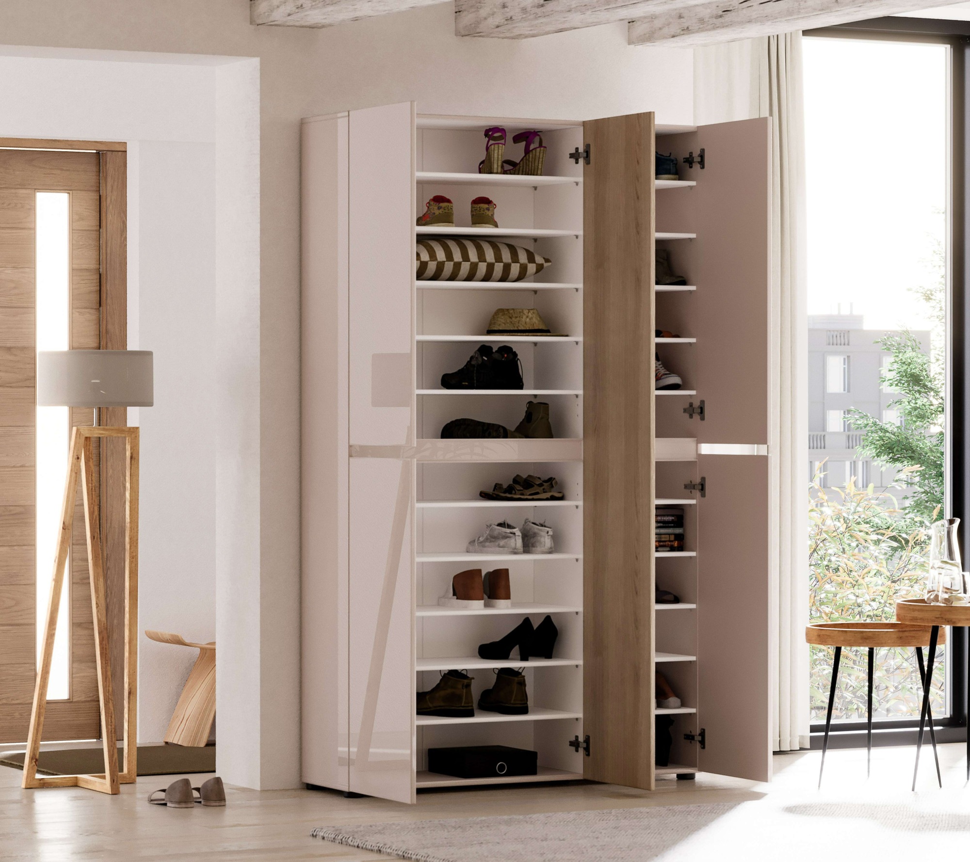 Home affaire Schuhschrank »LADY, Schuhkommode,Schuhmöbel,Schuhablage,Schuhregal« 20 Einlegeböden,24 Fächer,ca. 58 Paar Schuhe-Masse: B/T/H:120x34x200 cm