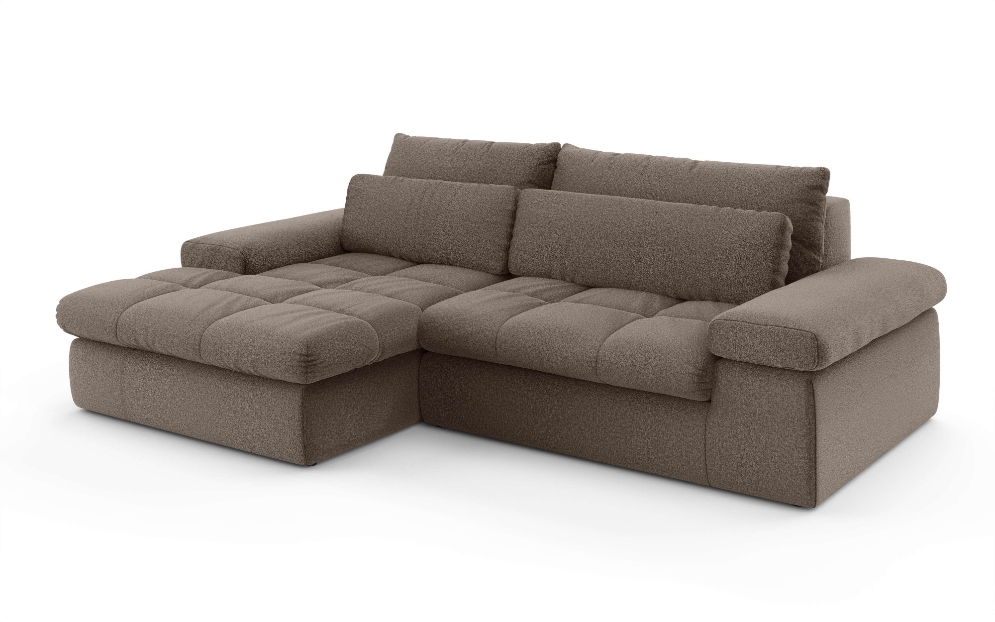 Home affaire Ecksofa »ALVERIE mit Recamiere, moderne Steppung, Masse: B/T/H 274/203/106 cm«, L-Form mit Wellenunterfederung, mit 4 Rückenkissen, pflegeleicht Stoff