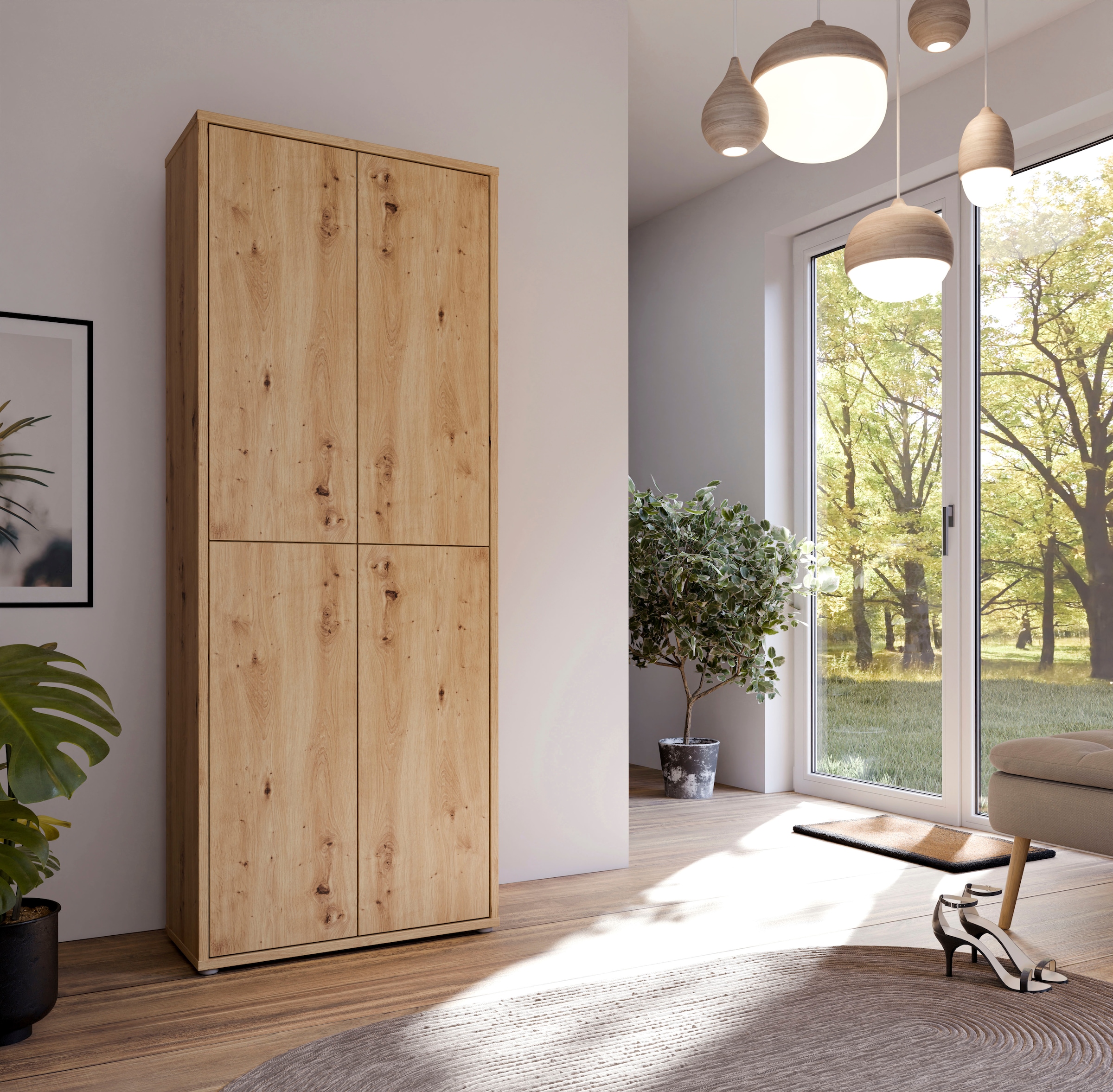 FORTE Armoire à chaussures »Alice Springs, Schuhschrank, Höhe 191,9 cm, 4 Türen, viel Platz« L/H/P 74,5/191,9/34,9 cm,  armoire de rangement, armoire polyvalente, largeur 74,5 cm, avec 8 étagères