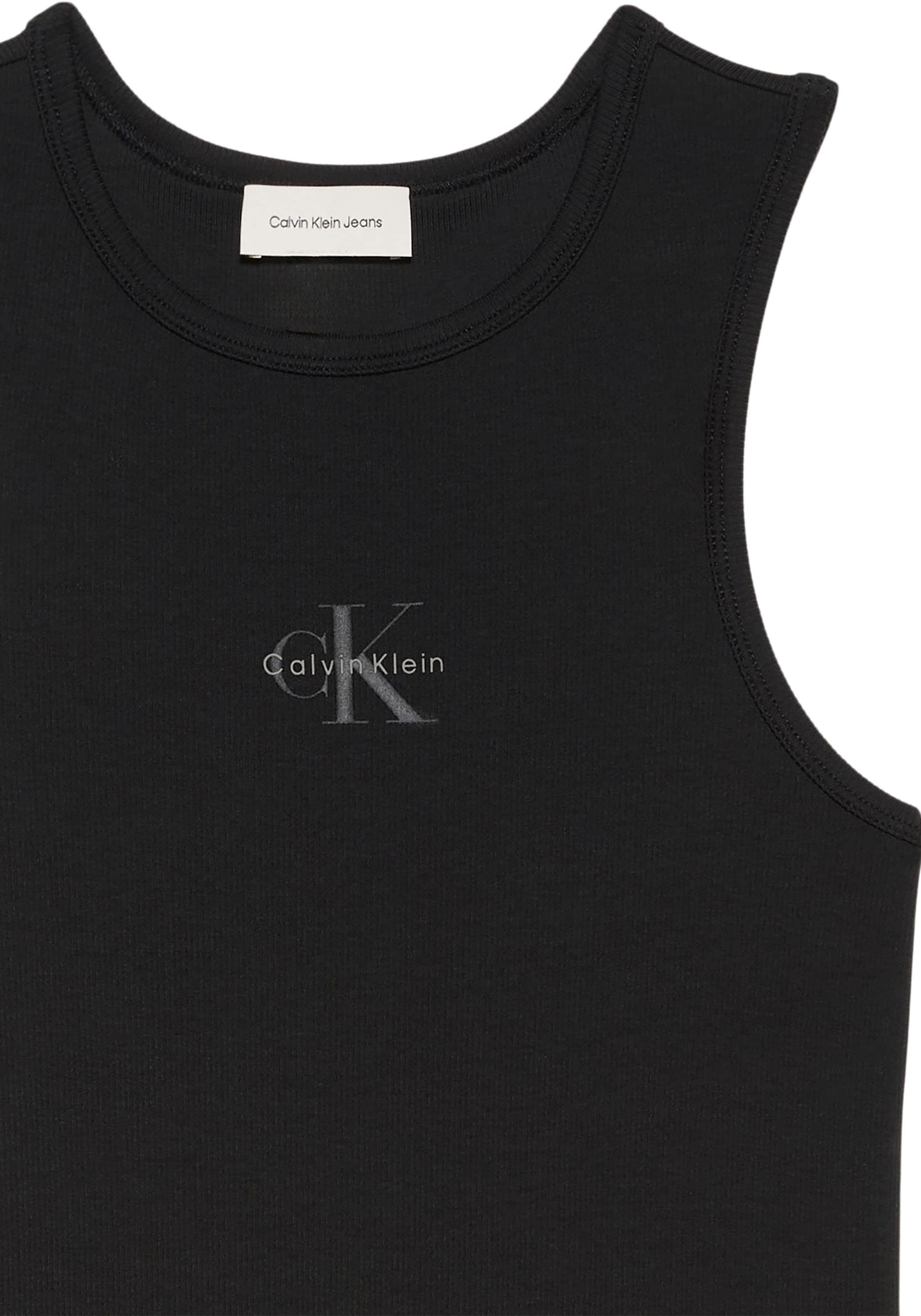 Calvin Klein Jeans Trägerkleid »MONOLOGO BABY RIB TANK MIDI« Ohne Tasche Figurbetonte Passform mit Rundhalsausschnitt