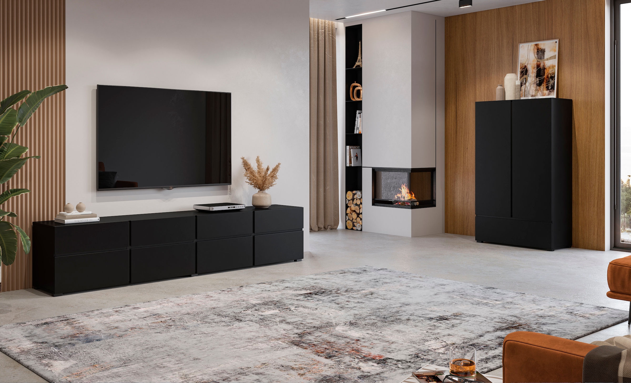 GOODproduct Mehrzweckschrank »Cross,Breite 89 cm, Highboard, Universalschrank, Garderobe« Waescheschrank mit viel Stauraum, Einlegeböden verstellbar