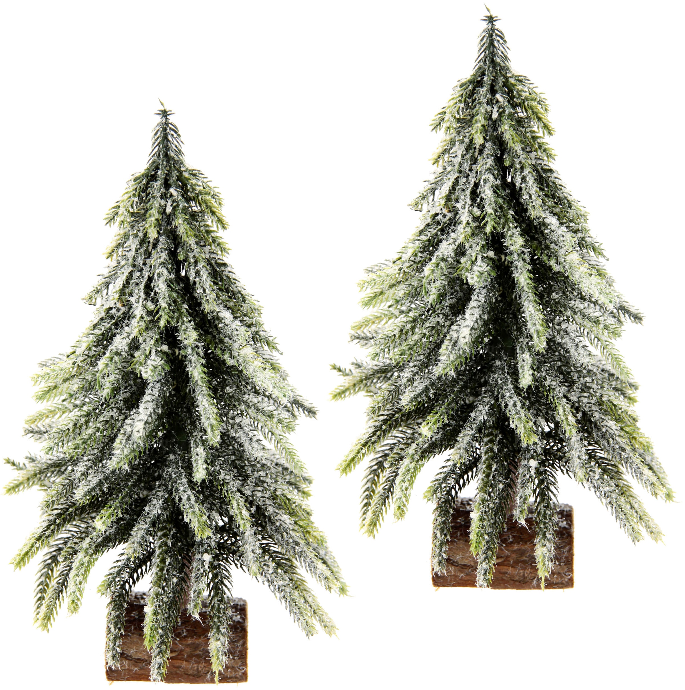 I.GE.A. Dekobaum »Weihnachtsdeko, Weihnachtsbaum«, Künstlicher mini Tannenbaum geeist auf Holzsockel 25 cm