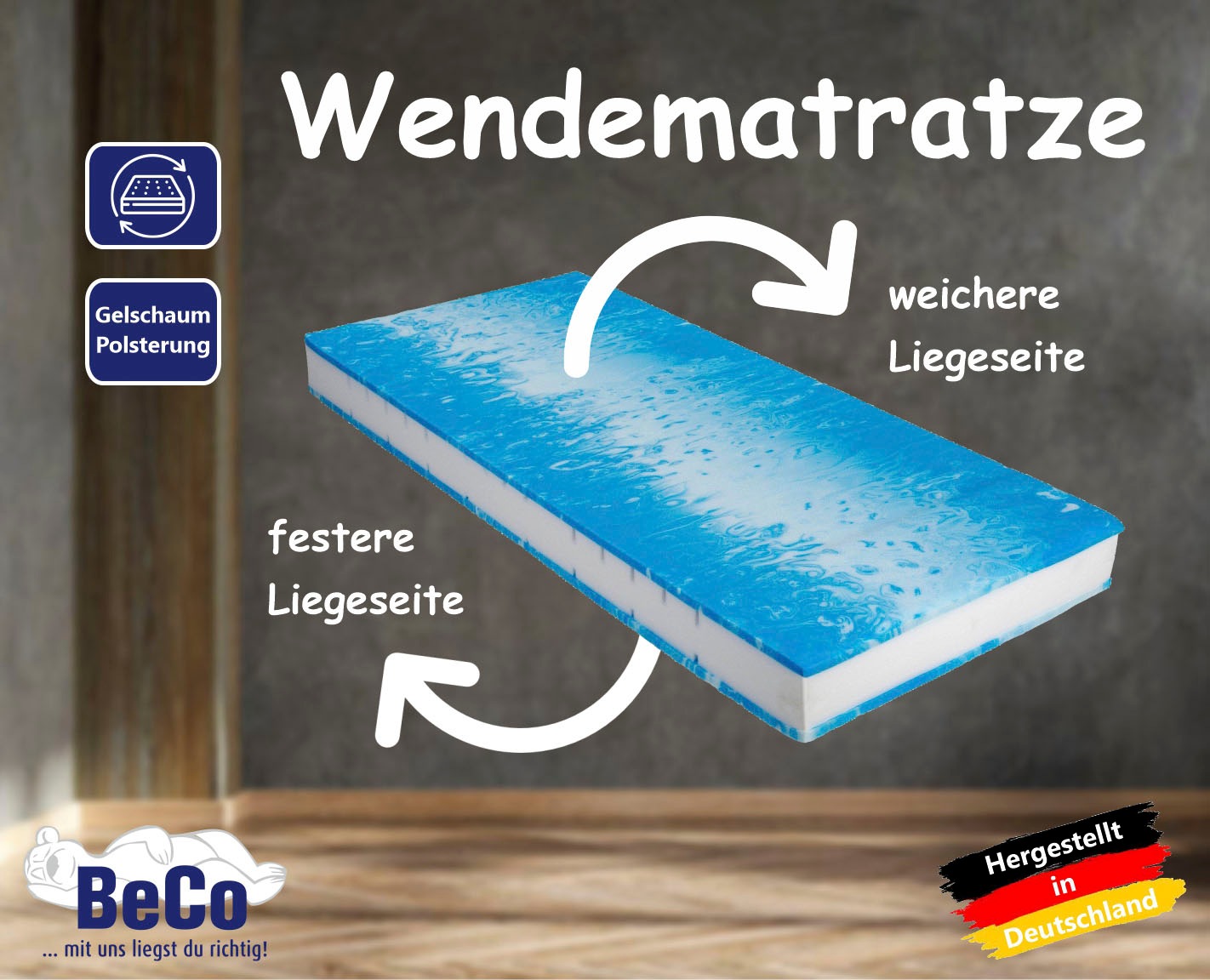 Beco Gelschaummatratze »GUMO MAXX«, 25 cm cm hoch, Raumgewicht: 30 kg/m³, (1 St.), Matratze in verschiedenen Grössen, luxuriöse Matratzenhöhe von 25 cm