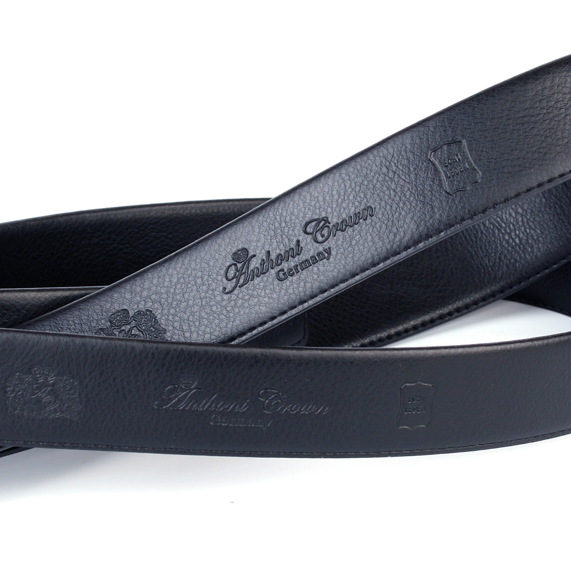 Anthoni Crown Ceinture en cuir Grainé, boucle noircies