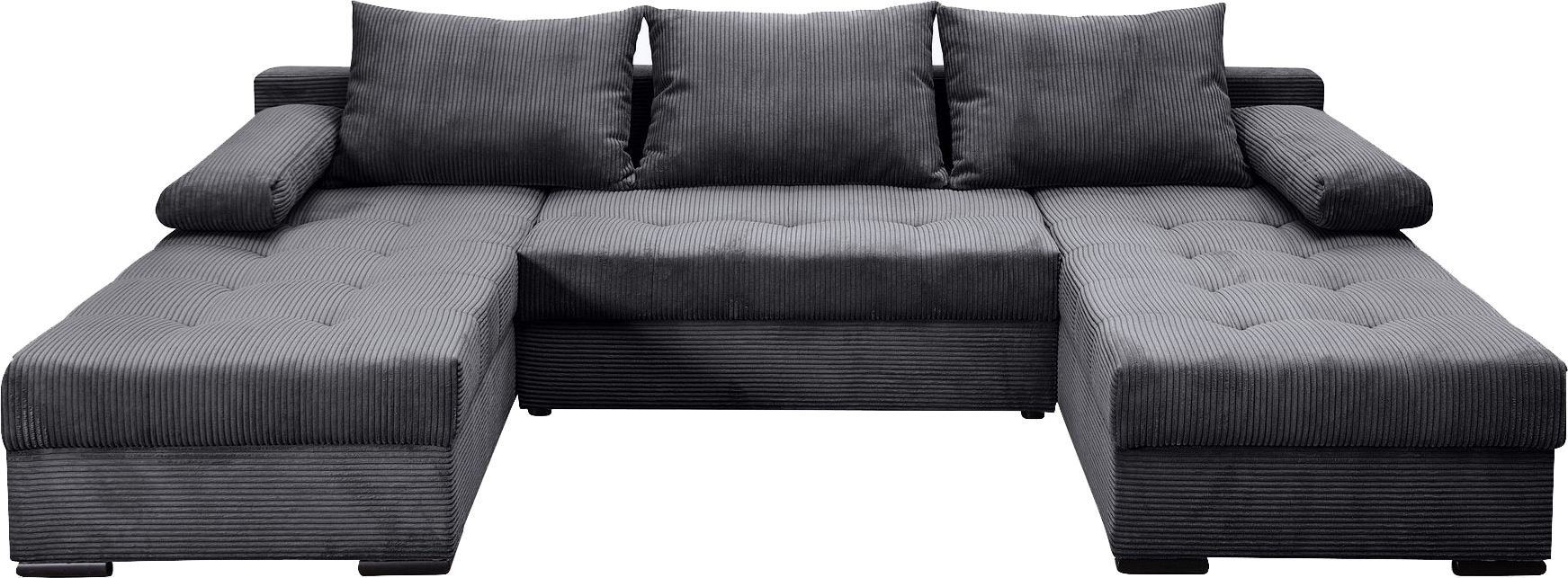 COLLECTION AB Wohnlandschaft »Josy U-Form, Breite 269 cm, Flachgewebe, Struktur, Cord & Cord/Mix«, (Cord-/Mix), inkl. Bettfunktion, Bettkasten, mit 3 gleich grossen Rückenkissen