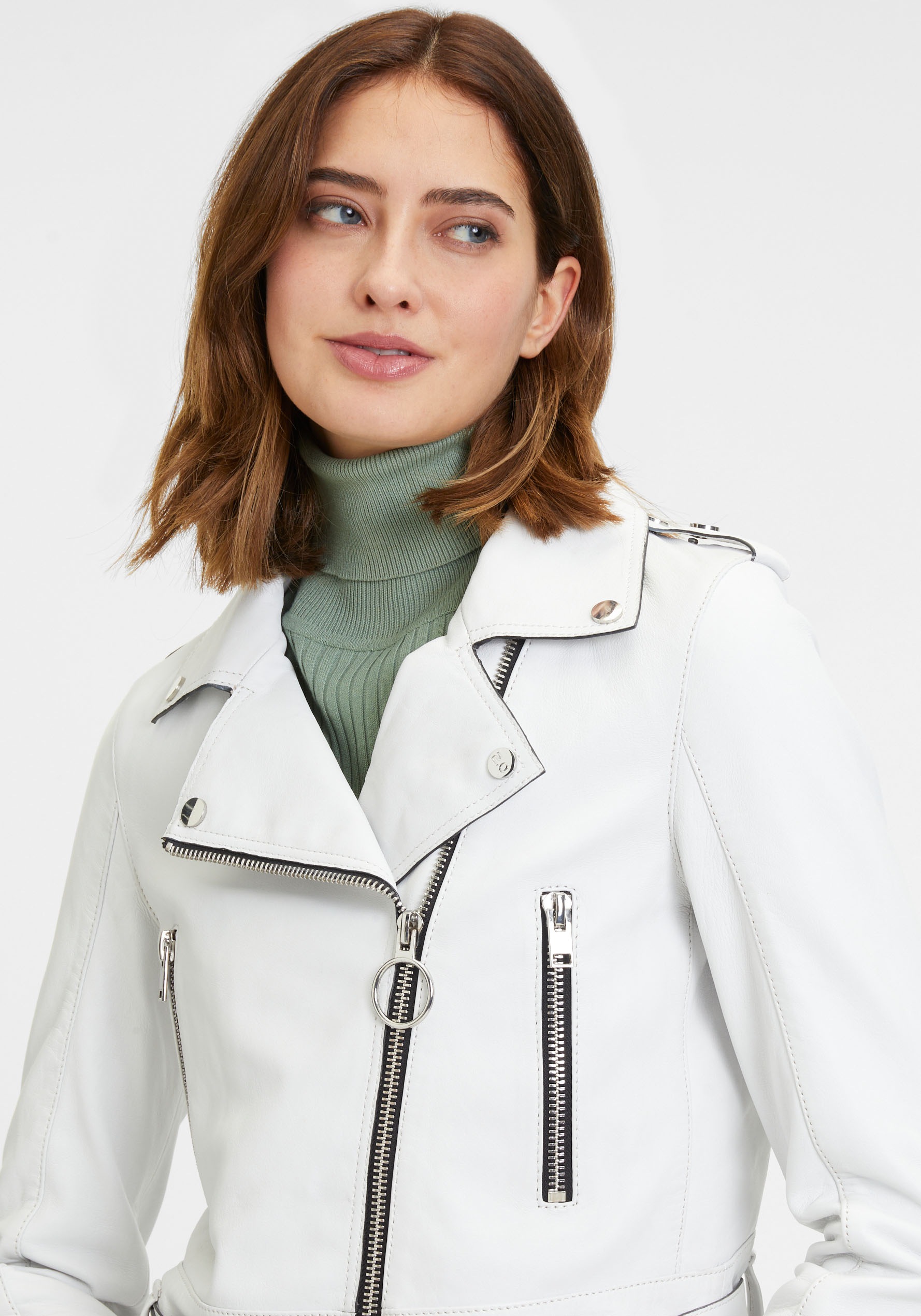 Mauritius Lederjacke »G2WCelin SF«, mit asymetrischem Reissverschluss, Gürtel, Zipper-Details