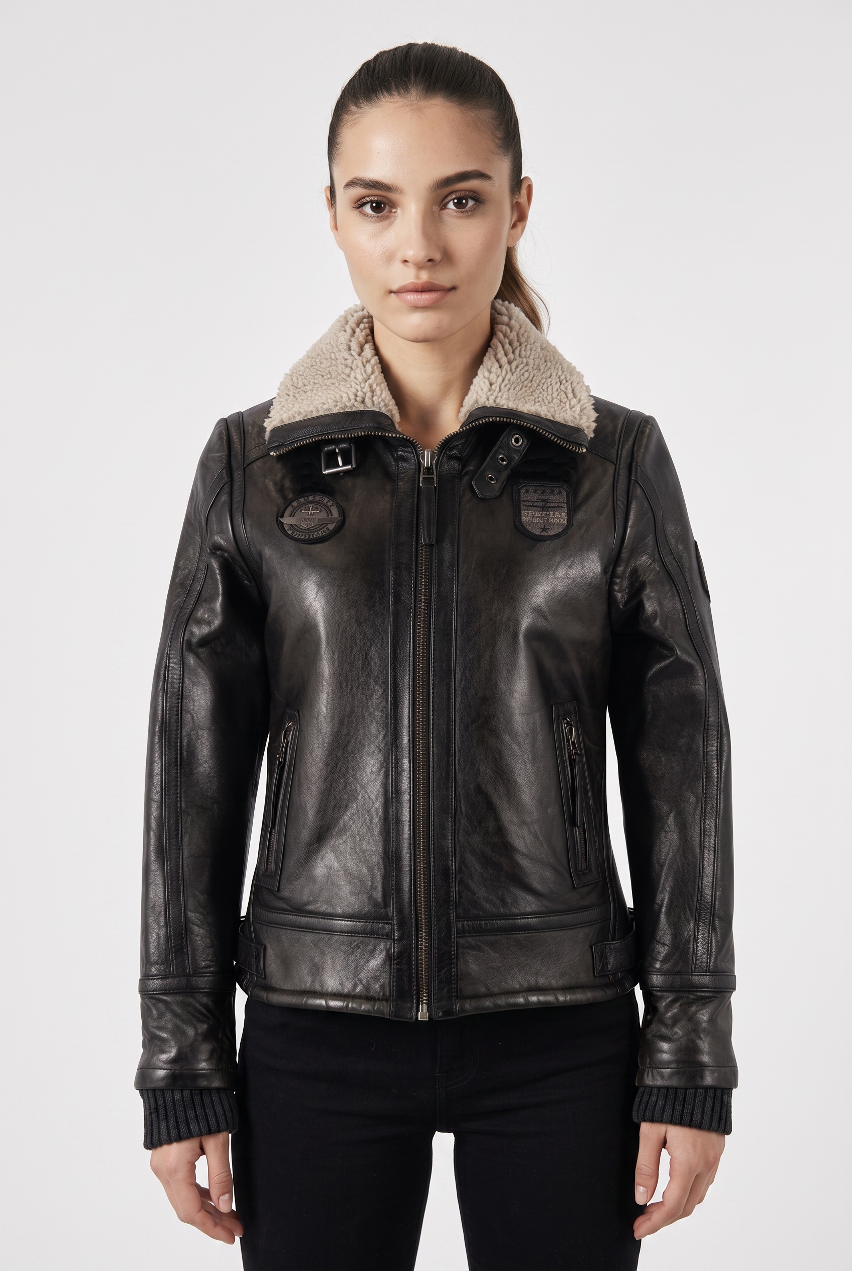 Image of Mauritius Lederjacke "MWNairobi" mit Teddyfell, Flieger-Stil