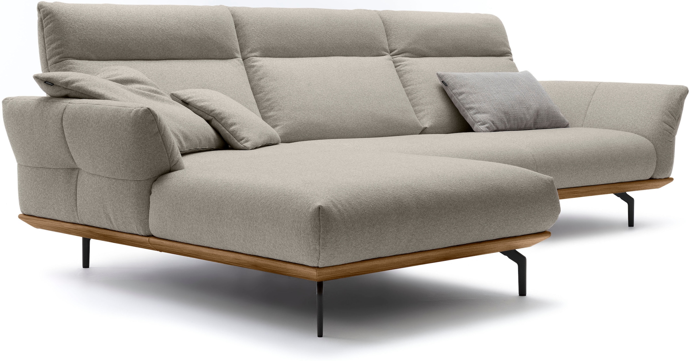 Creation BY ROLF BENZ Canapé d'angle »CR.460 Design-Sofa der Extraklasse, verstellbare Rückenlehne, L-Form« socle en noyer, pieds d'angle en gris ombre, largeur 318 cm