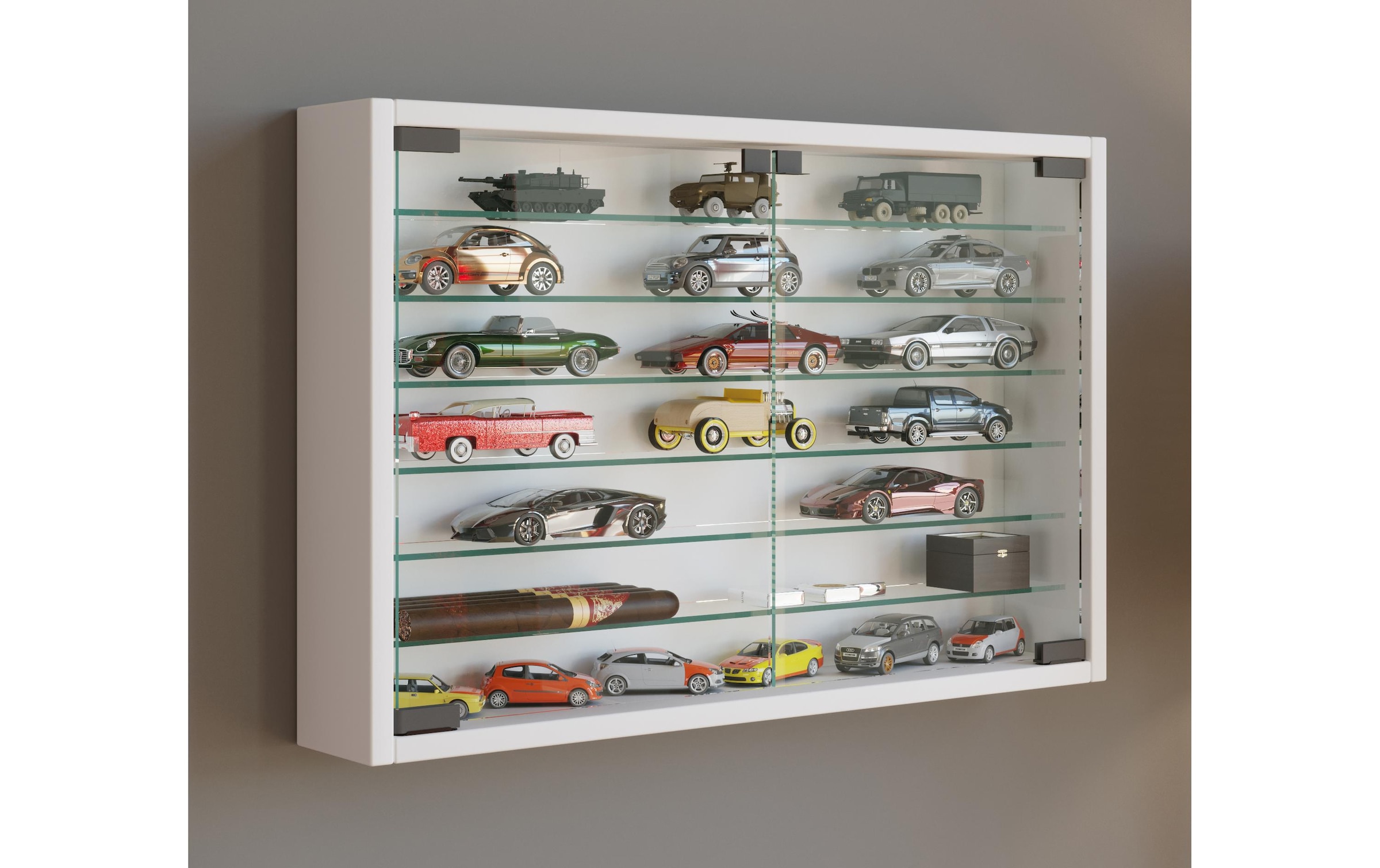 VCM Vitrine »Mandosa XL 60 x 40 cm« Wandvitrine mit 6 Glaseinlegeböden und 2 Türen aus Sicherheitsglas