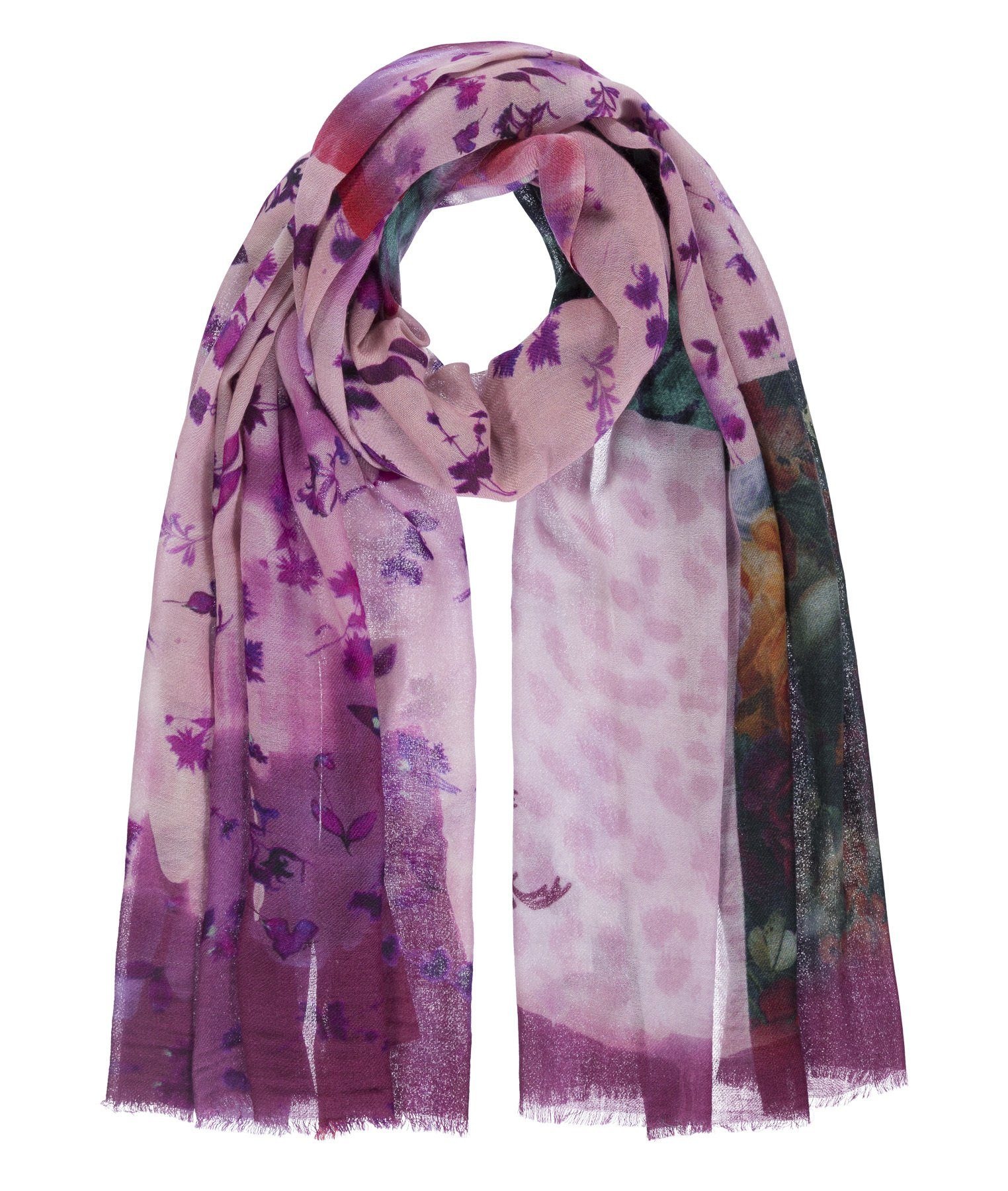 Woll-Seiden-Schal in Patchoptik mit Digitalprint