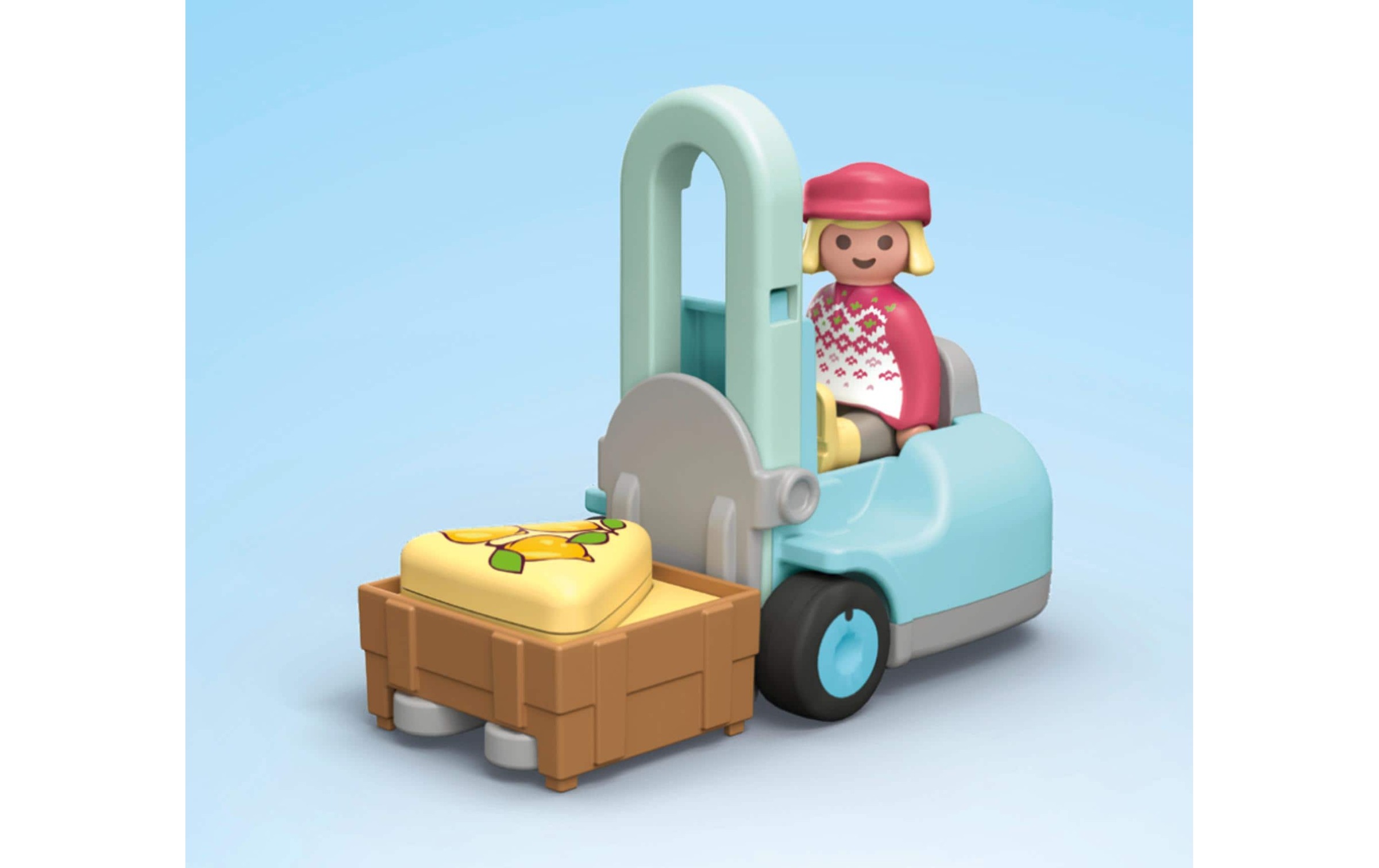 Playmobil® Spielbausteine »Junior Bio-Marktstand & Gabelstapler 71691«, (17 St.)