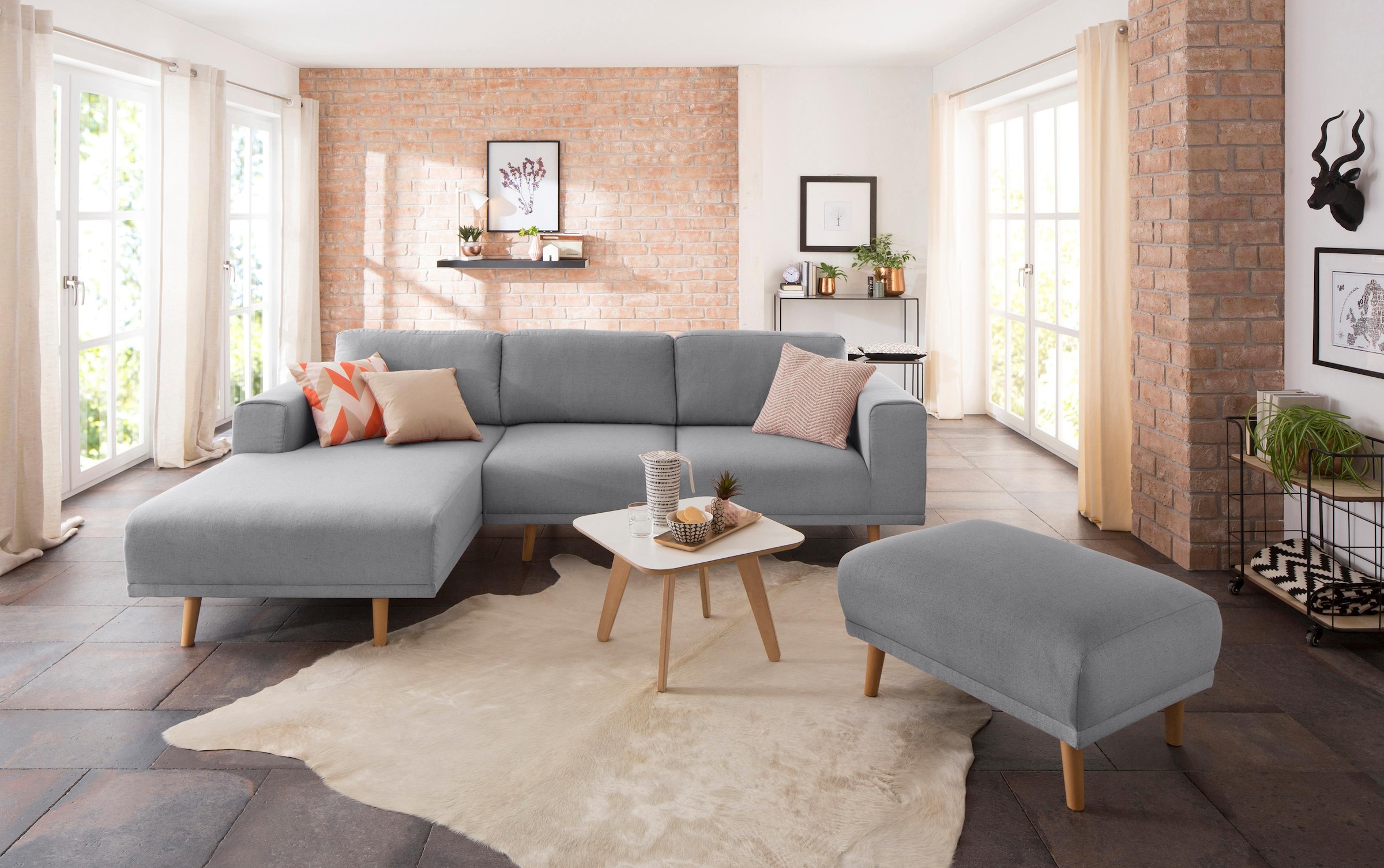 Home affaire Ecksofa »Lasse L-Form«, im scandinavischen Stil mit Holzfüssen