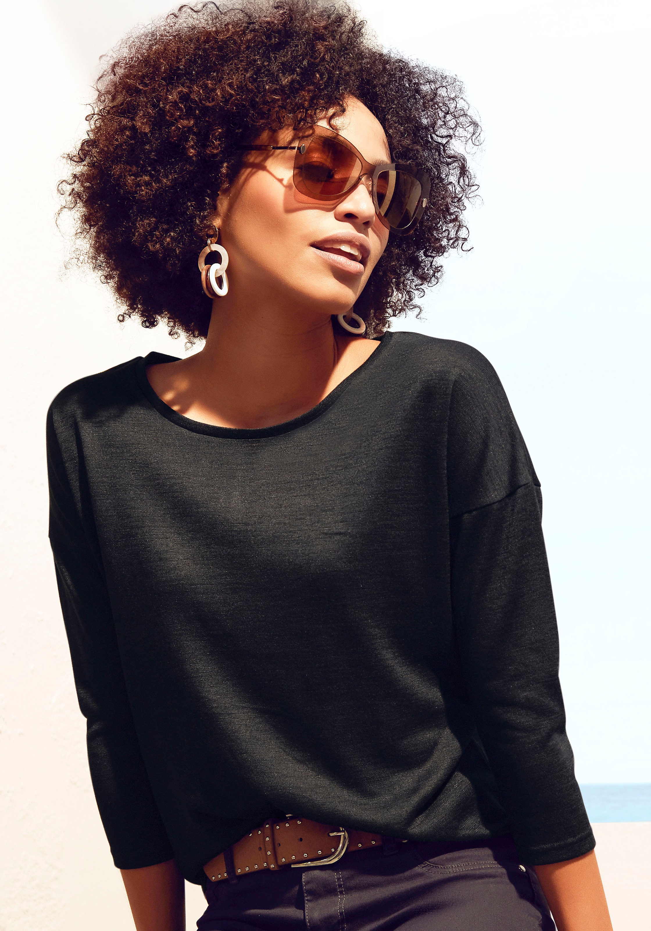 Image of LASCANA 3/4-Arm-Shirt "aus feinem Strick" aus pflegeleichter Qualität mit Viskose