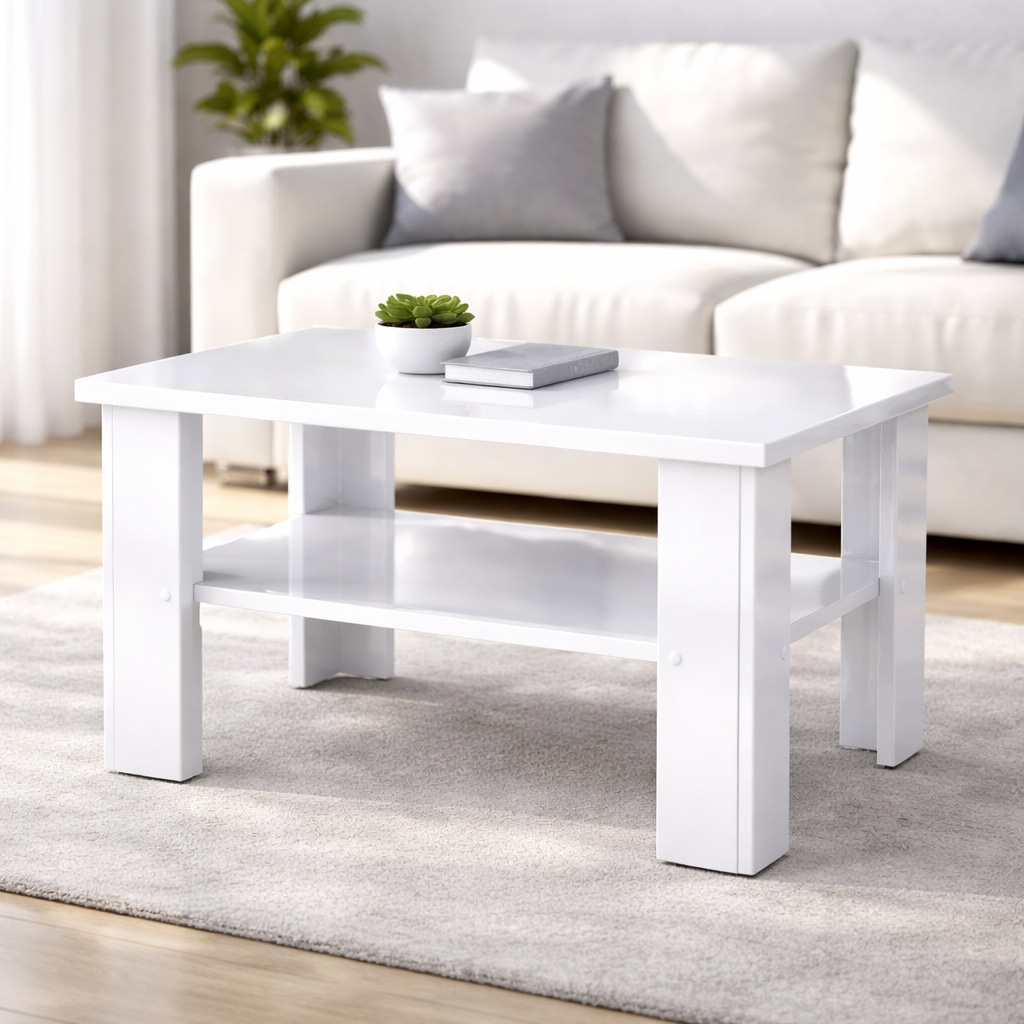 GOODproduct Couchtisch »CT 2 Wohnzimmertisch, Sofatisch, Beistelltisch, Kaffeetisch« Mit Ablage, quadratisch/rechteckig, weiss Hochglanz oder Sonoma-Dekor
