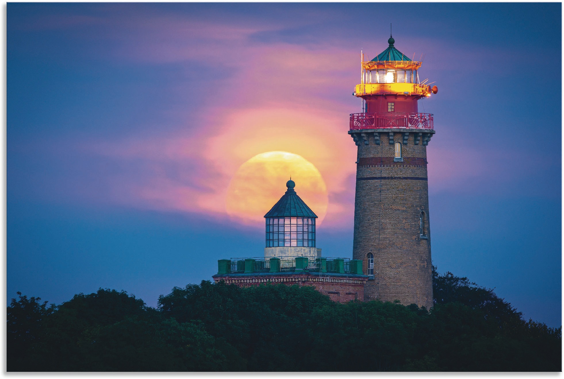 Image of Artland Wandbild »Mondaufgang am Kap Arkona«, Gebäude, (1 St.), in vielen Grössen & Produktarten - Alubild / Outdoorbild für den Aussenbereich, Leinwandbild, Poster, Wandaufkleber / Wandtattoo auch für Badezimmer geeignet bei Ackermann Versand Schweiz