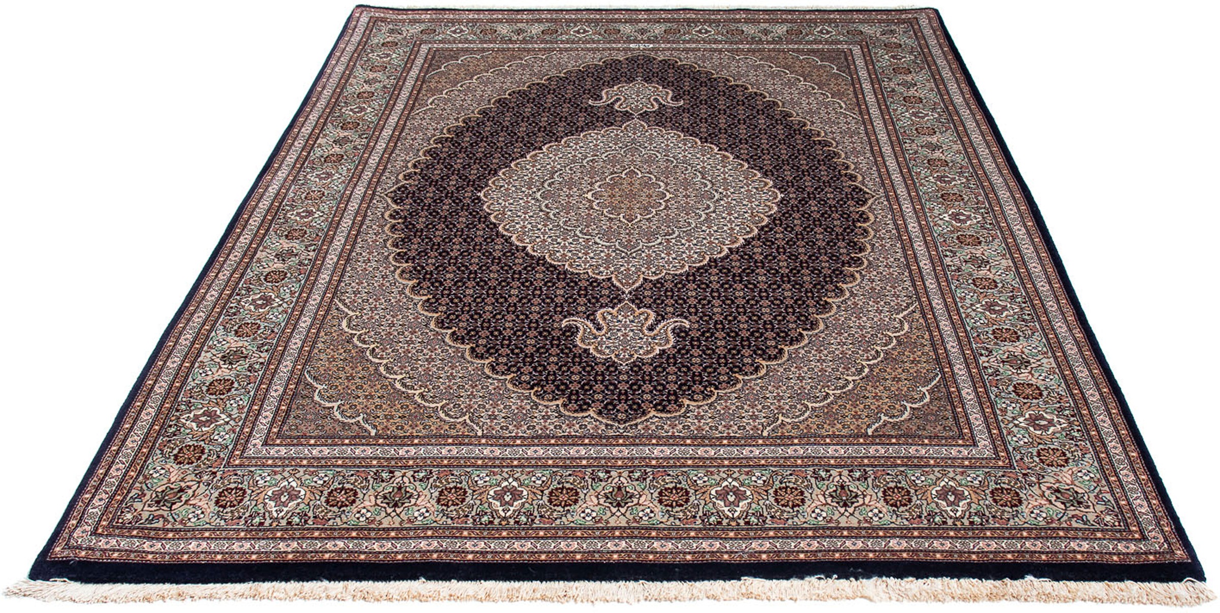 Image of morgenland Orientteppich »Perser - Täbriz - 213 x 151 cm - dunkelblau«, rechteckig, 10 mm Höhe, Wohnzimmer, Handgeknüpft, Einzelstück mit Zertifikat bei Ackermann Versand Schweiz