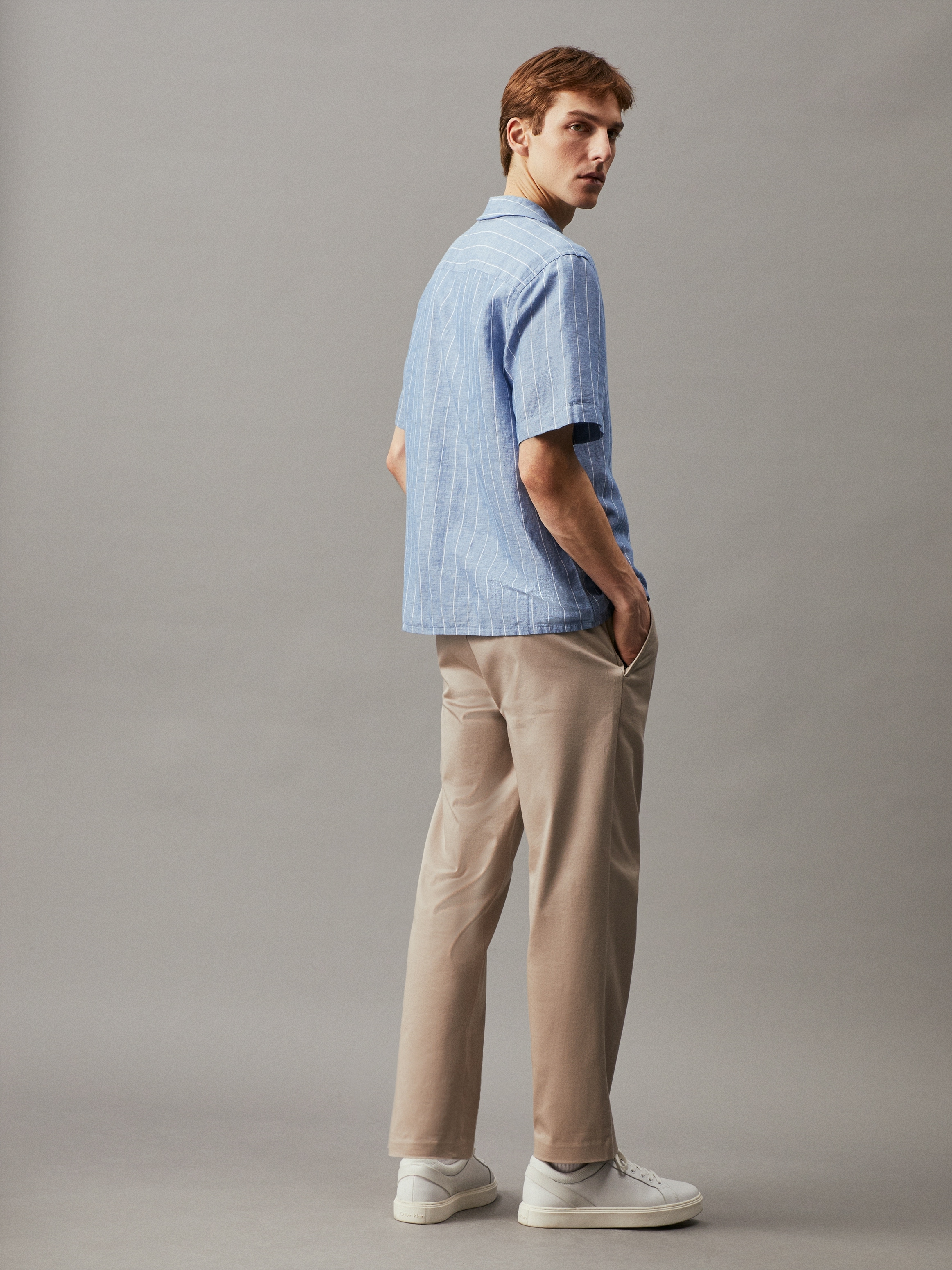 Calvin Klein Kurzarmhemd »LINEN COTTON STRIPE S/S SHIRT«