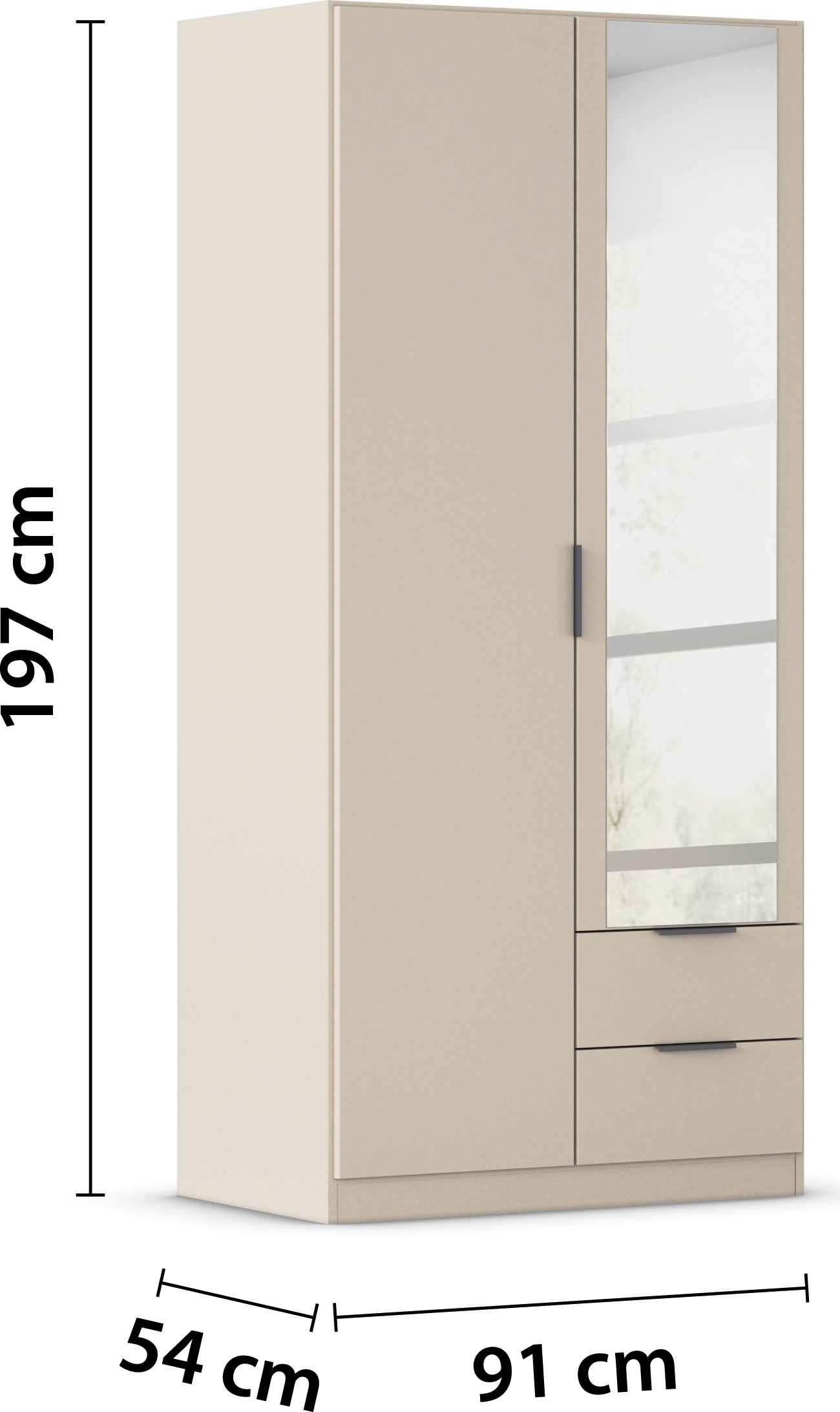rauch Kleiderschrank »Drehtürenschrank Schrank Garderobe Ankleide Schlafzimmer LAGOA« 3 verschiedene Ausstattungen BASIC/CLASSIC/PREMIUM (inkl. SOFT-CLOSE),  geräumige Schubladen, 3 Breiten, optional mit Aufsatz MADE IN GERMANY