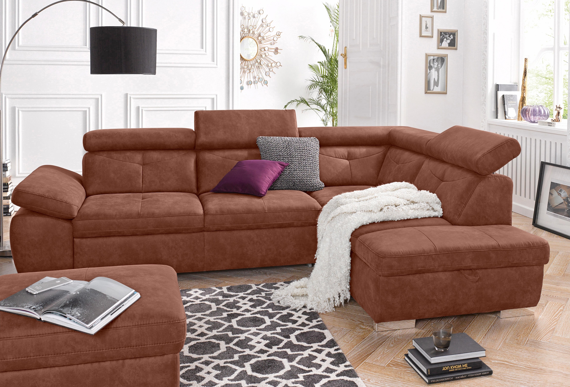 Image of exxpo - sofa fashion Ecksofa "Spring, super bequem und komfortabel mit Armteil- und Kopfteilfunktion" wahlweise mit Bettfunktion und Bettkasten, L-Form