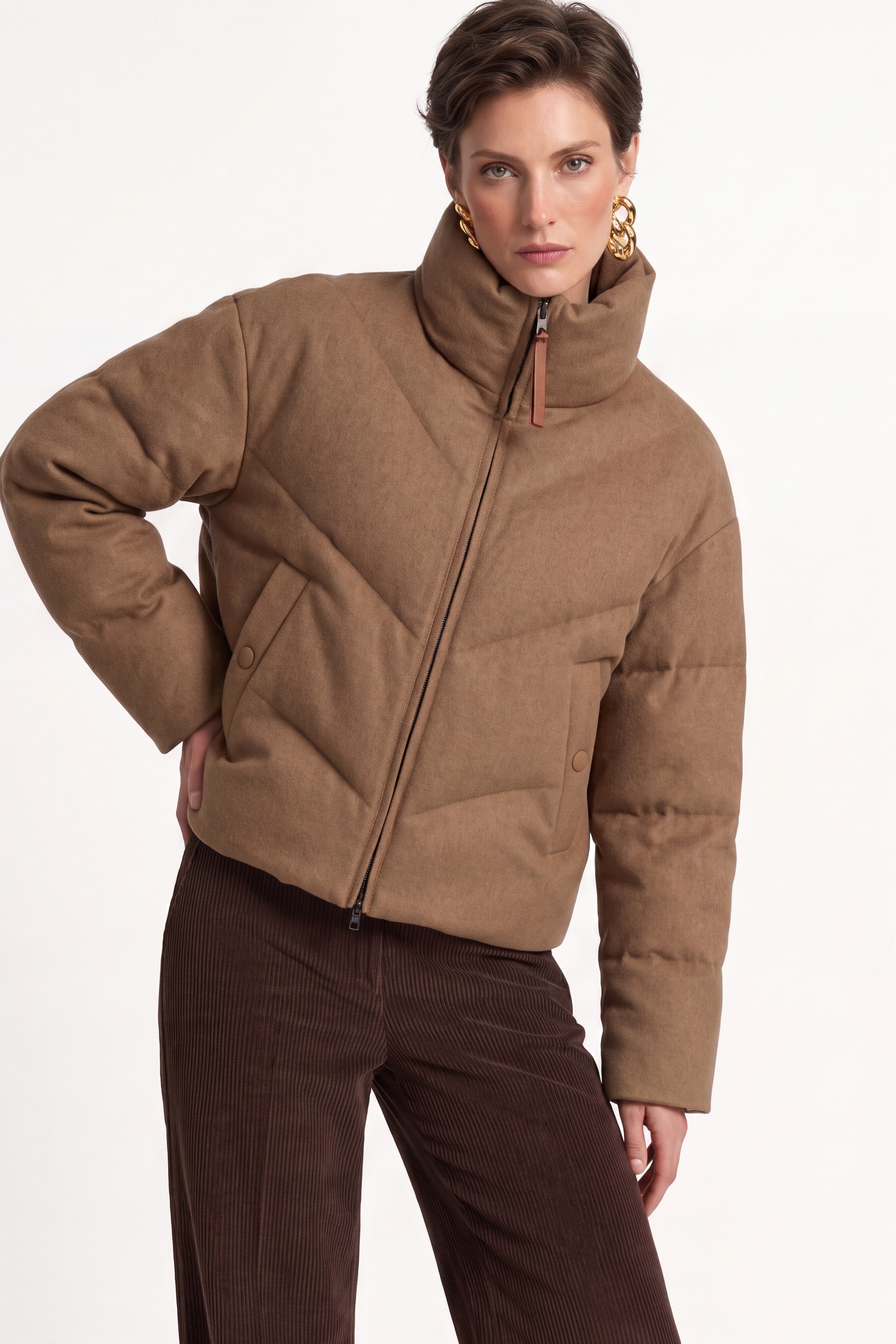RICHROYAL Steppjacke ohne Kapuze aus Woll-Mix, Regular fit mit Stehkragen