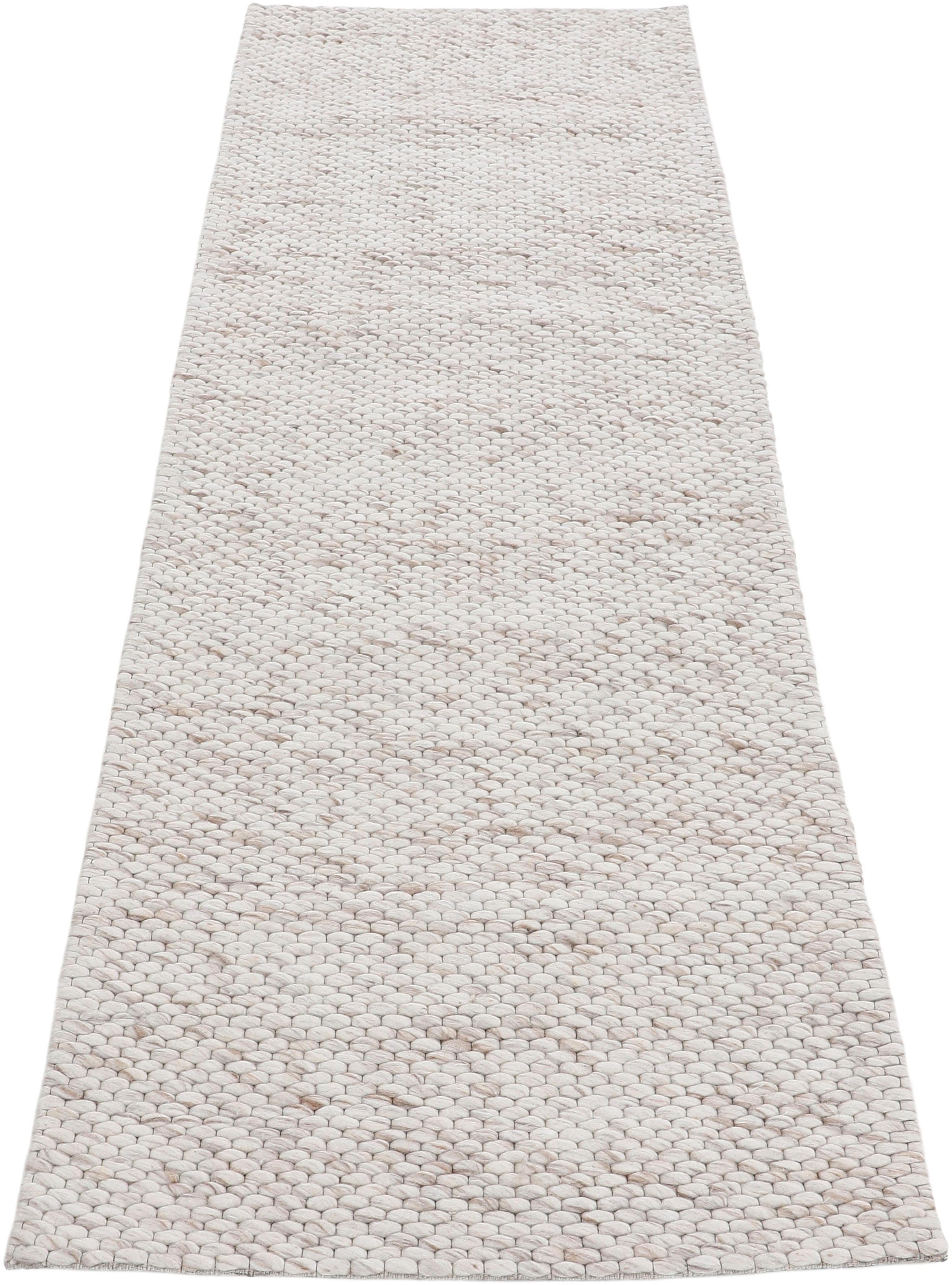 carpetfine Läufer »Sina«, rechteckig, 14 mm Höhe, Handweb Teppich, reine Wolle, meliert, handgewebt, weich & kuschelig