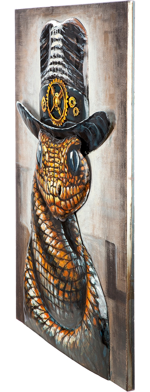 GILDE Metallbild »Bild rechteckig Snake with attitude  braun« Tiere 1 Stk. tlg. Schlangenbild Tiermotiv extravagantes Design Statementpiece Eyecatcher