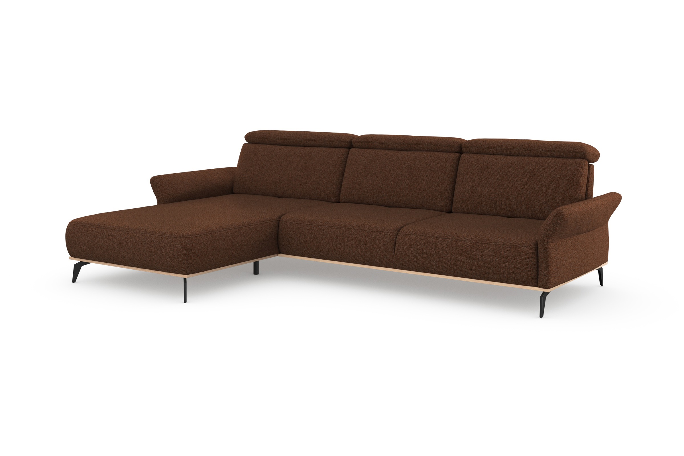 Places of Style Ecksofa »Fjord L-Form«, massiv, wahlweise mit Armlehnfunktion, Kopf- Sitztiefenverstellung
