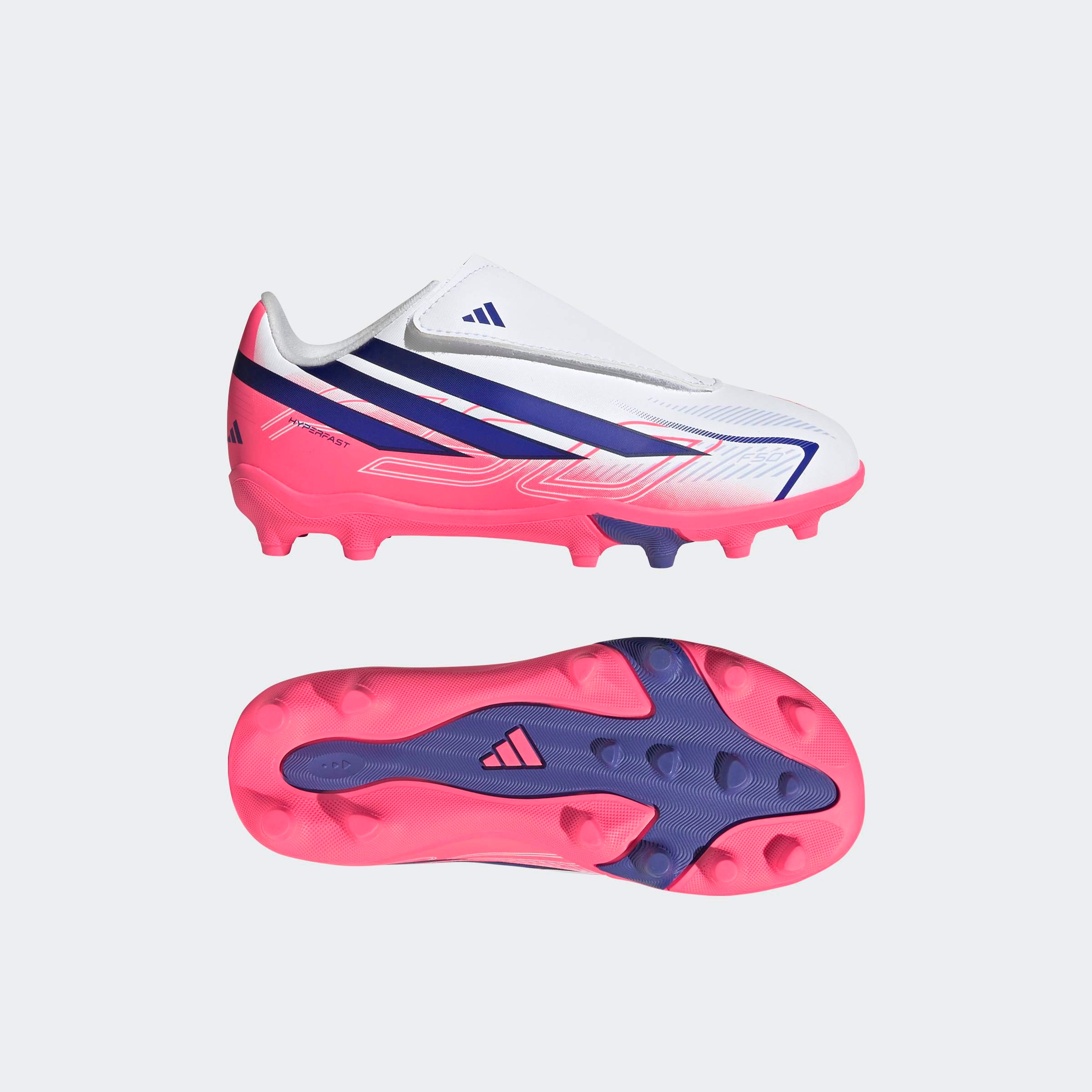 adidas Performance Chaussure de football »F50 HYPERFAST CLUB KIDS , NATURRASEN/GEMISCHTE BÖDEN, KLETTVERSCHLUSS«  adapté à de nombreux types de sols, pour adolescents et enfants