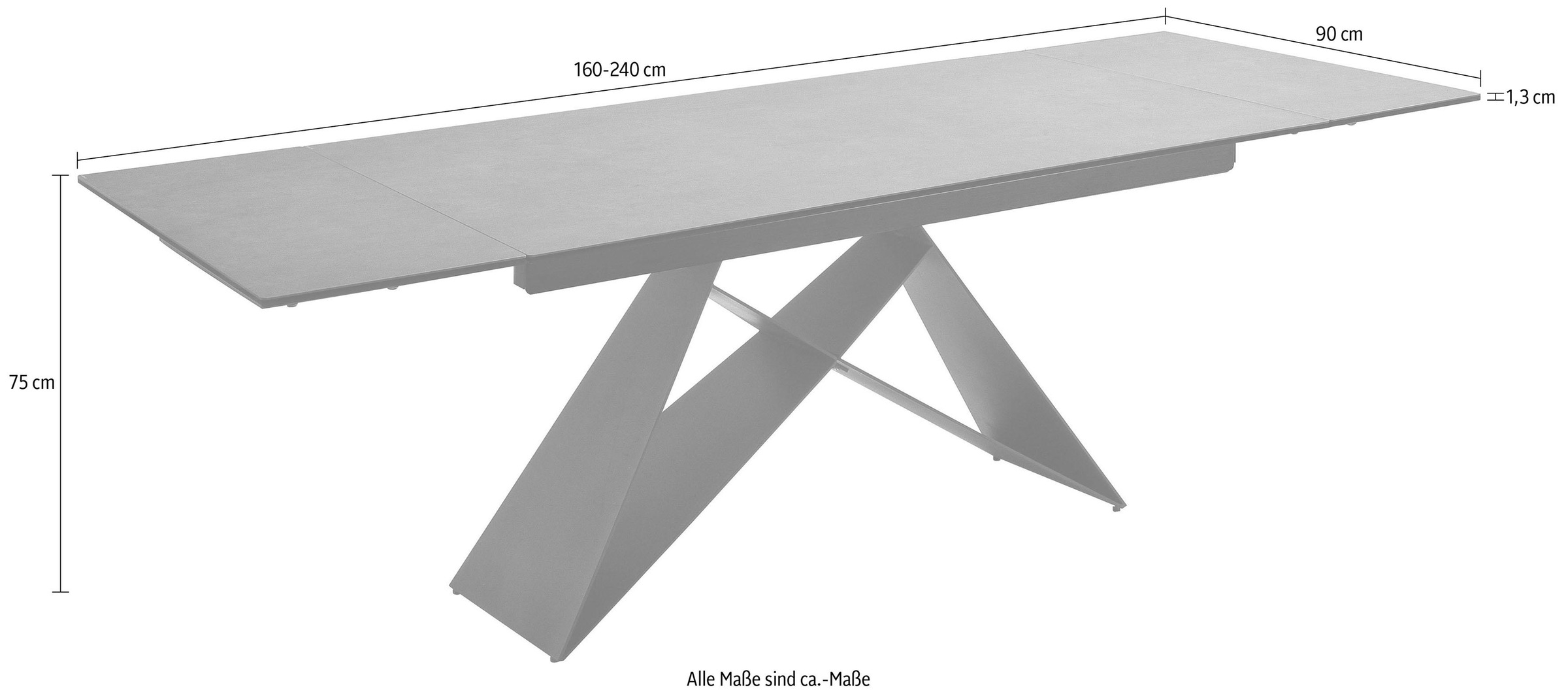 MCA furniture Esstisch »Kobe«, Esstisch Glas-Keramik mit Stirnauszug