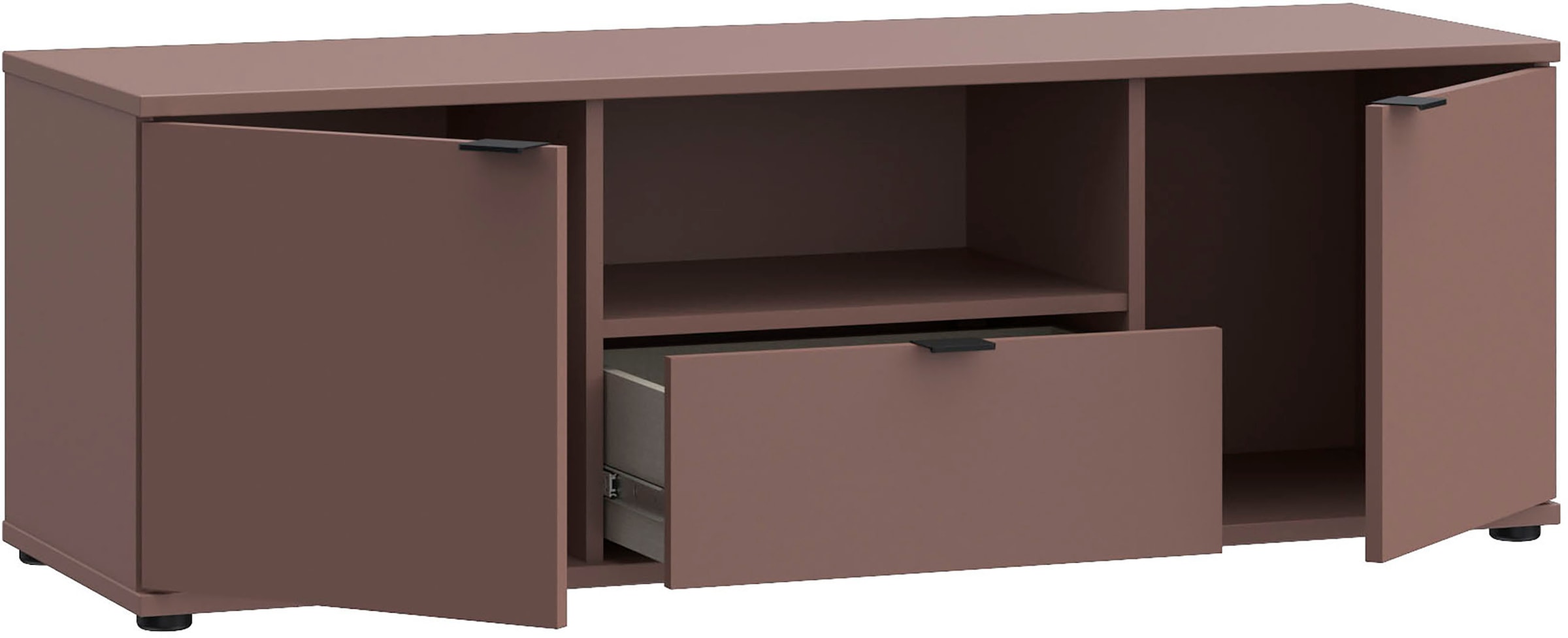 FORTE Lowboard »Ganymede« Breite 129,8cm,  TV Board, Stauraum, Schublade; Metallgriffe, Kabelführung