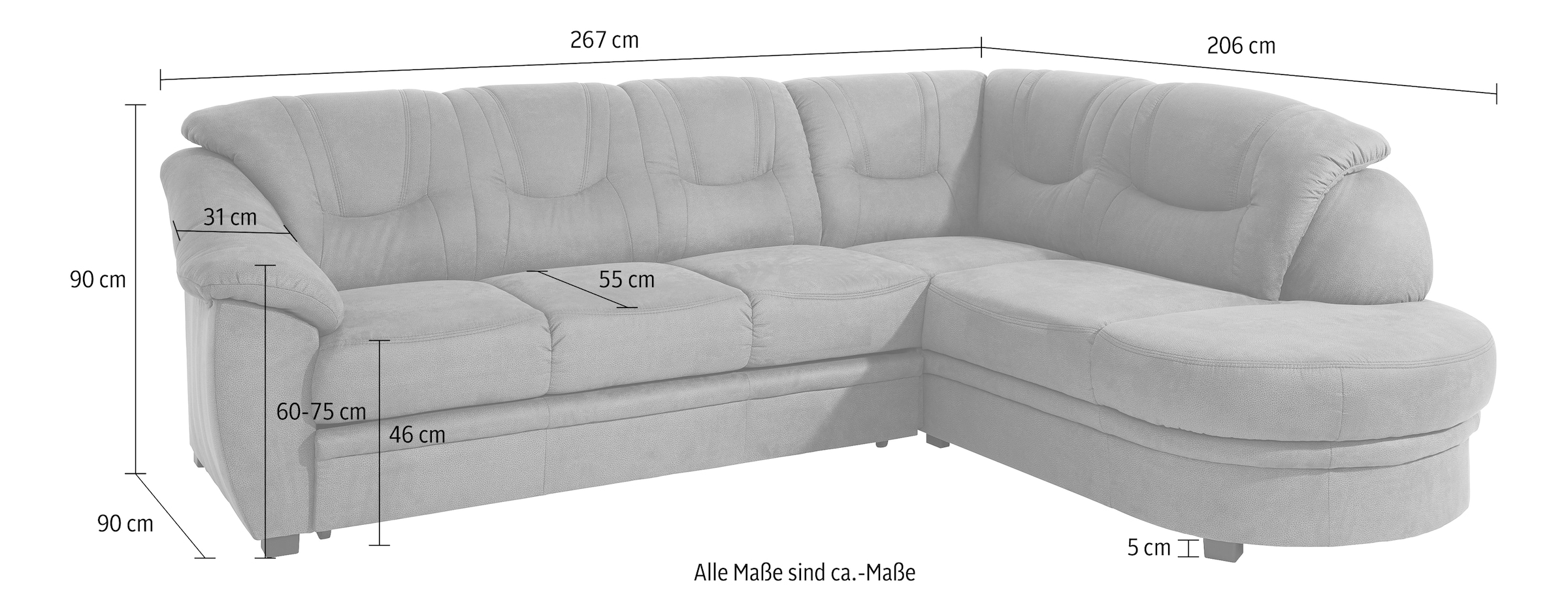 sit&more Ecksofa »Savoni L-Form« wahlweise mit Bettfunktion