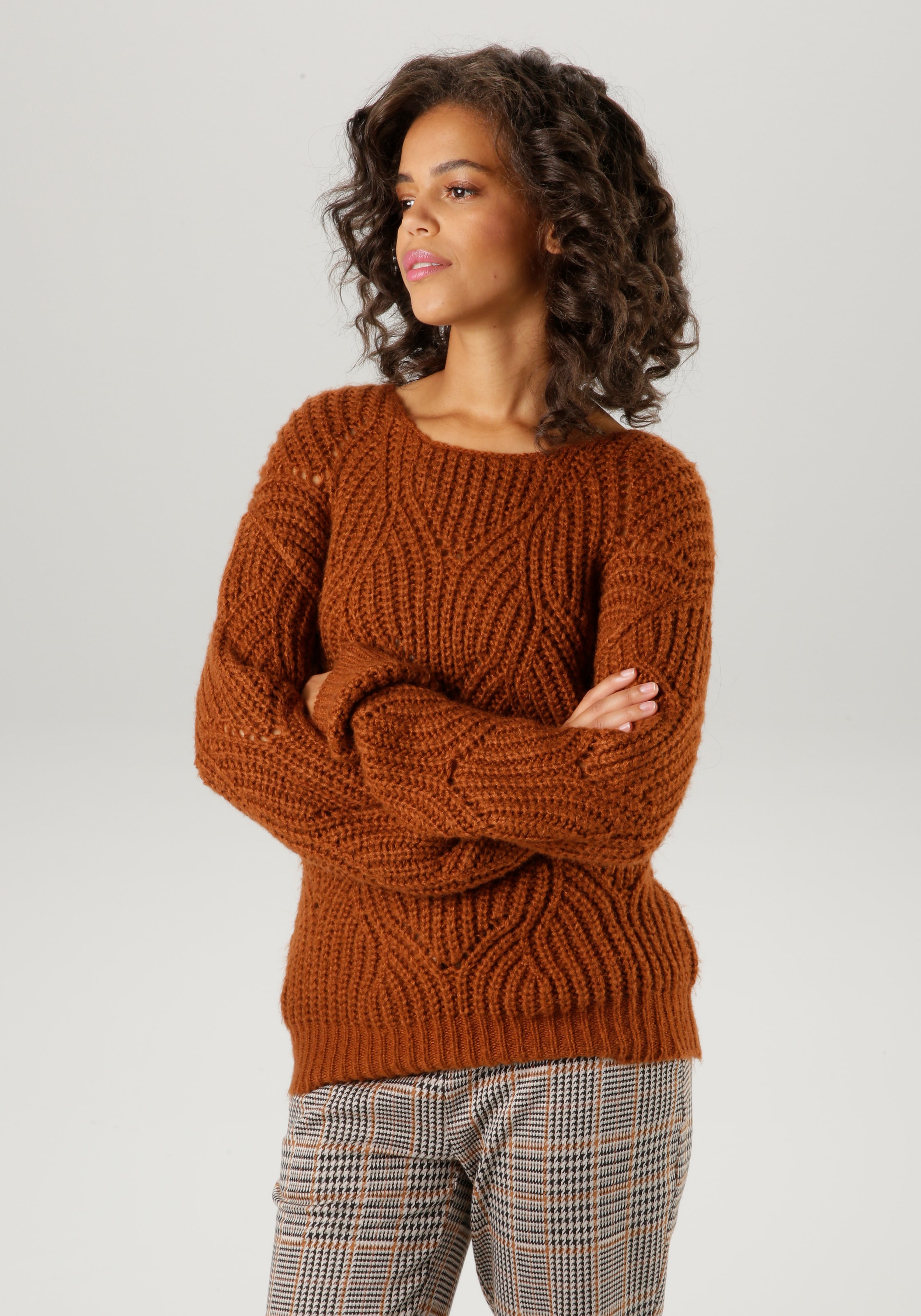 Strickpullover, im dezenten, extravaganten Ajour-Strick-Muster - NEUE KOLLEKTION