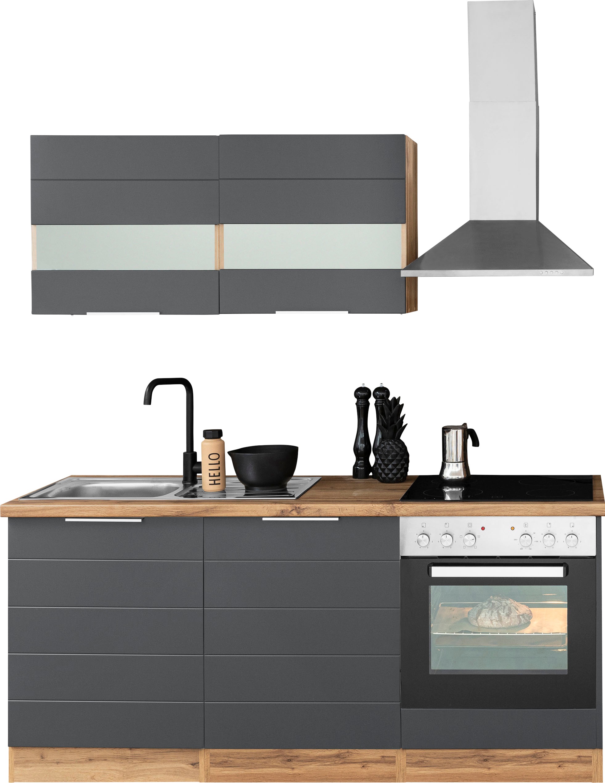 Image of KOCHSTATION Küchenzeile "KS-Luhe" 180 cm breit, wahlweise mit oder ohne E-Geräten, gefräste MDF-Fronten