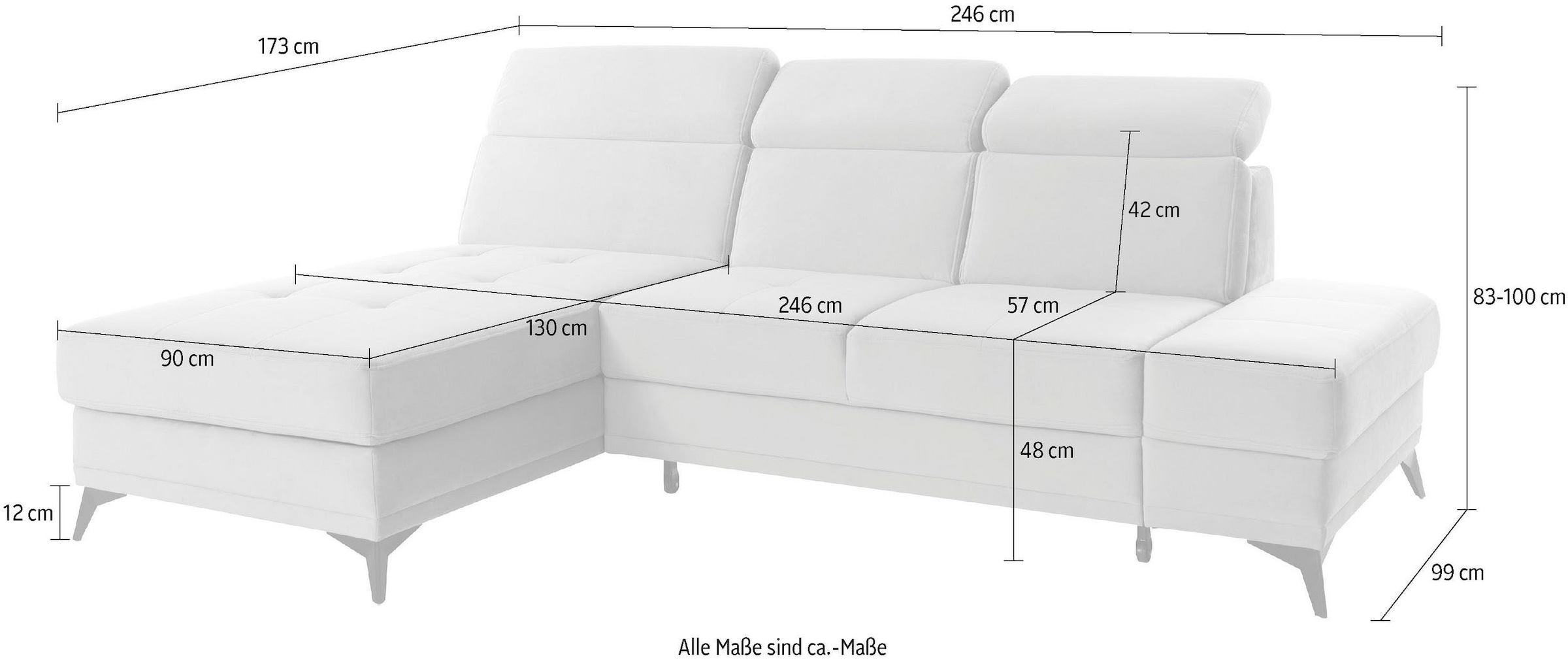 Home affaire Ecksofa »Cardiz L-Form« inkl.Kopfteilverstellung und Federkern wahlweise mit Bettfunktion