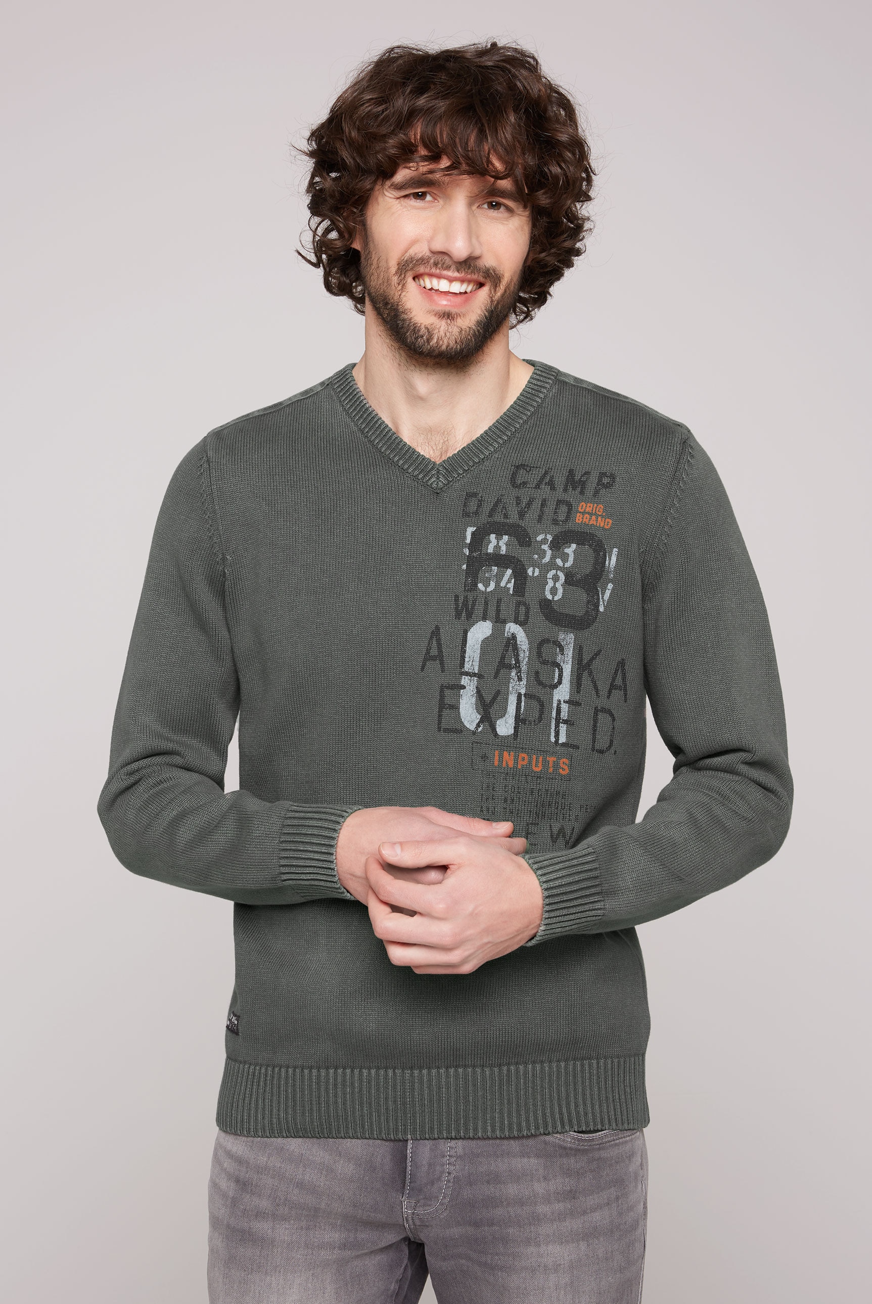 Strickpullover, mit Logoprints vorne und hinten