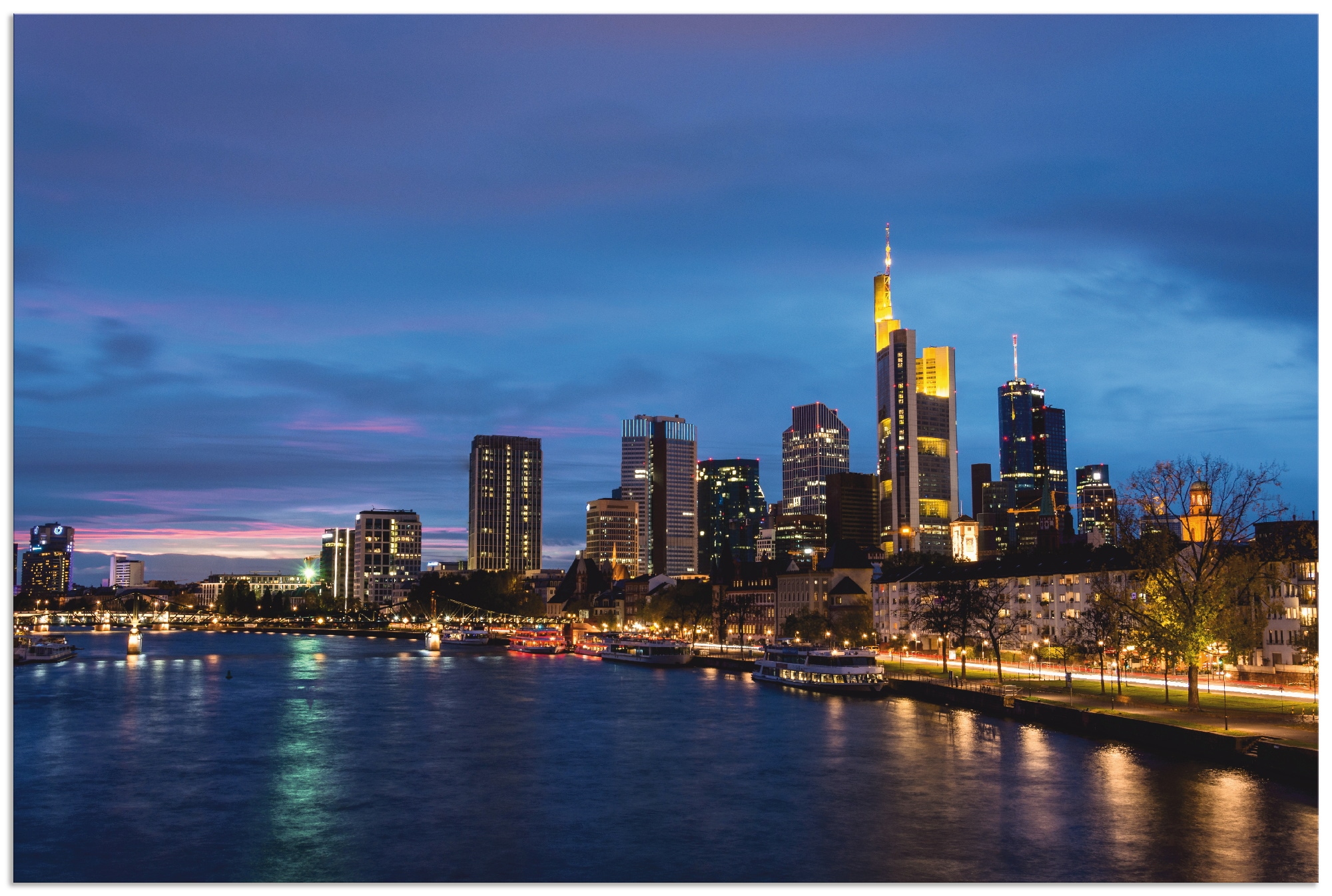 Image of Artland Alu-Dibond-Druck "Frankfurt Skyline" Deutschland 1 Stk. tlg. für Innen- und Aussenbereich geeignet, Outdoorbild