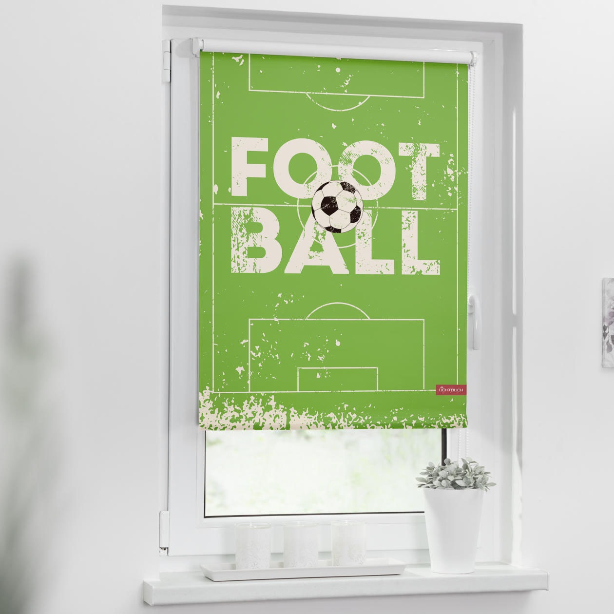 Image of LICHTBLICK ORIGINAL Seitenzugrollo »Rollo Klemmfix, ohne Bohren, Verdunkelung, Football - Hellgrün«, verdunkelnd, Verdunkelung-energiesparend, freihängend bei Ackermann Versand Schweiz