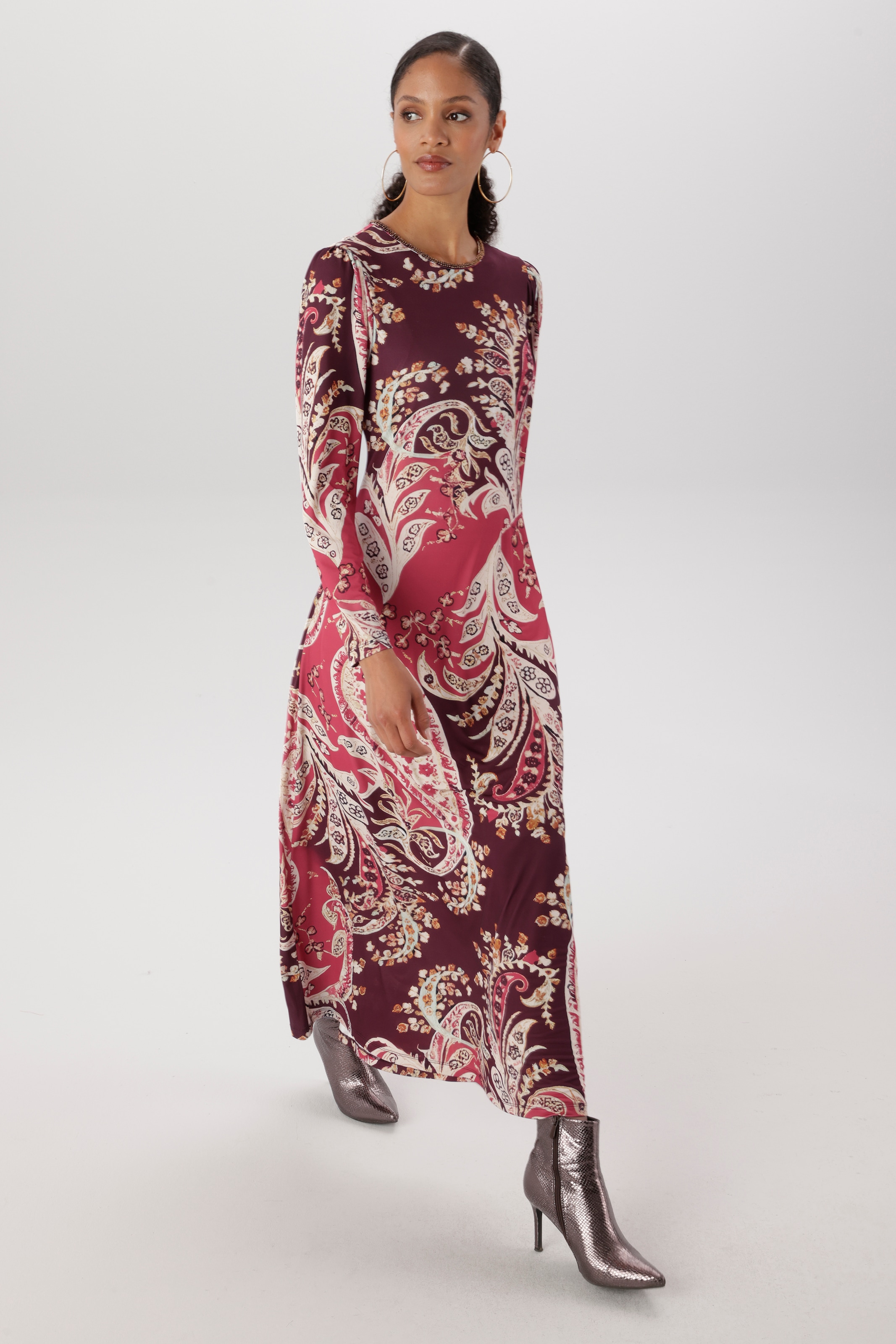 Image of Aniston SELECTED Maxikleid mit kleinen Kunstperlen am Rundhalsausschnitt - NEUE KOLLEKTION