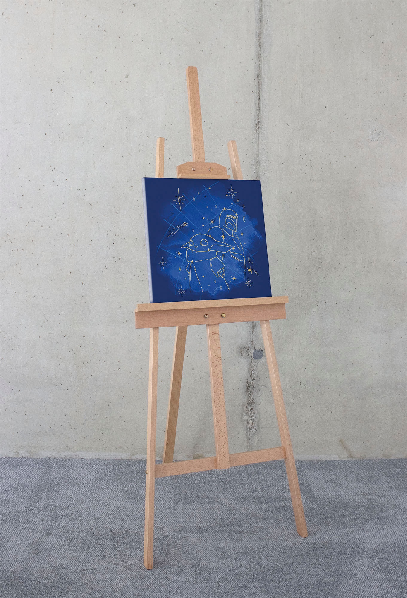 Image of Komar Leinwandbild "The Mandalorian Grogu Constellation - Grösse 40 x 40 cm" Disney 40 x 40 cm (Breite x Höhe), 1 Stk. tlg. Keilrahmenbild mit Echtholzrahmen, Kinderzimmer