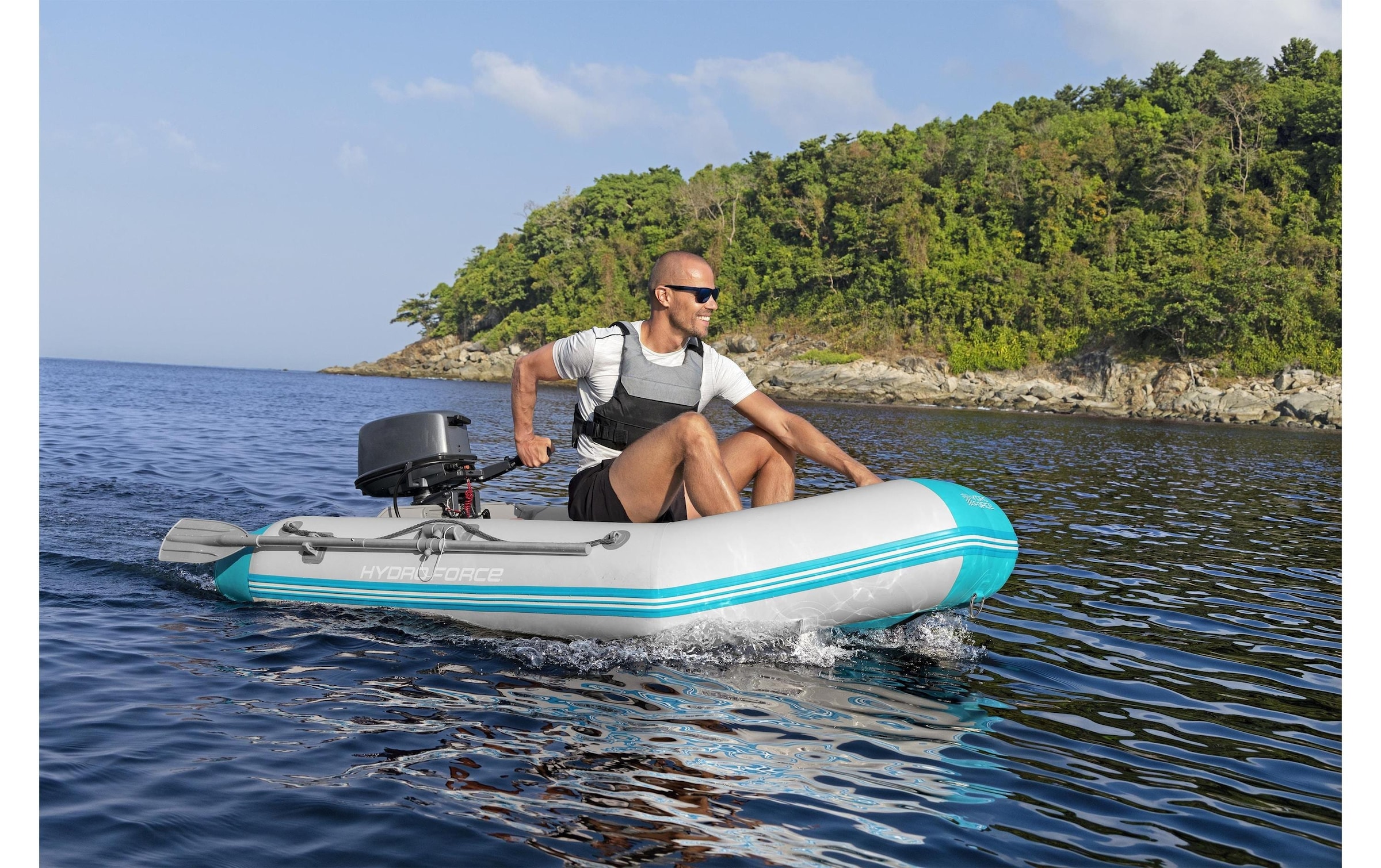 Bestway Schlauchboot »Corinth Elite Sport Boat Set, 230 x 130 x 33 cm« Aufblasbares Sportboot für 2 Personen mit Motorhalterung