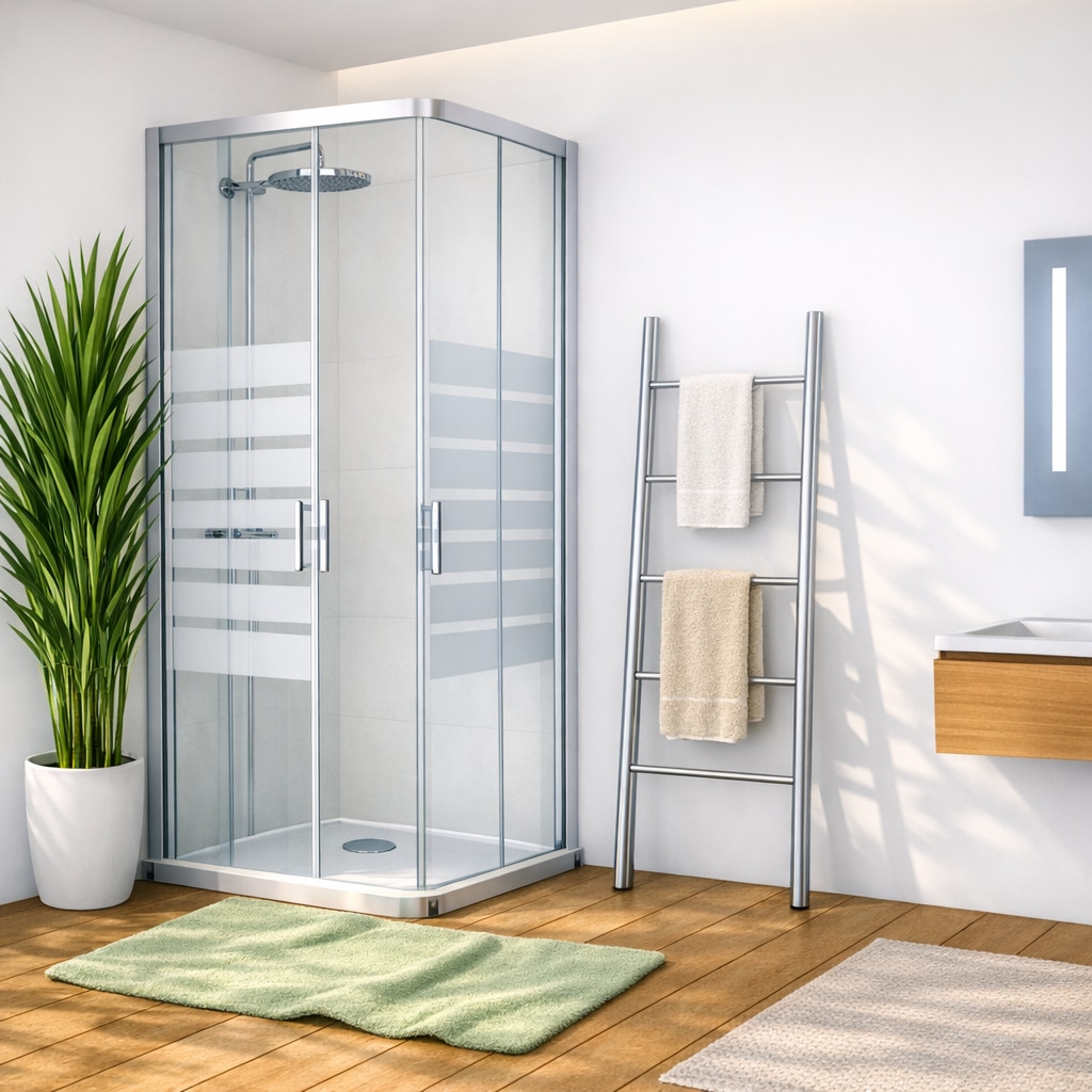 welltime Eckdusche »New Trento mit Streifendekor« Extrahohe 195cm, 6mm ESG, verbessertes Rollensystem, Streifendekor