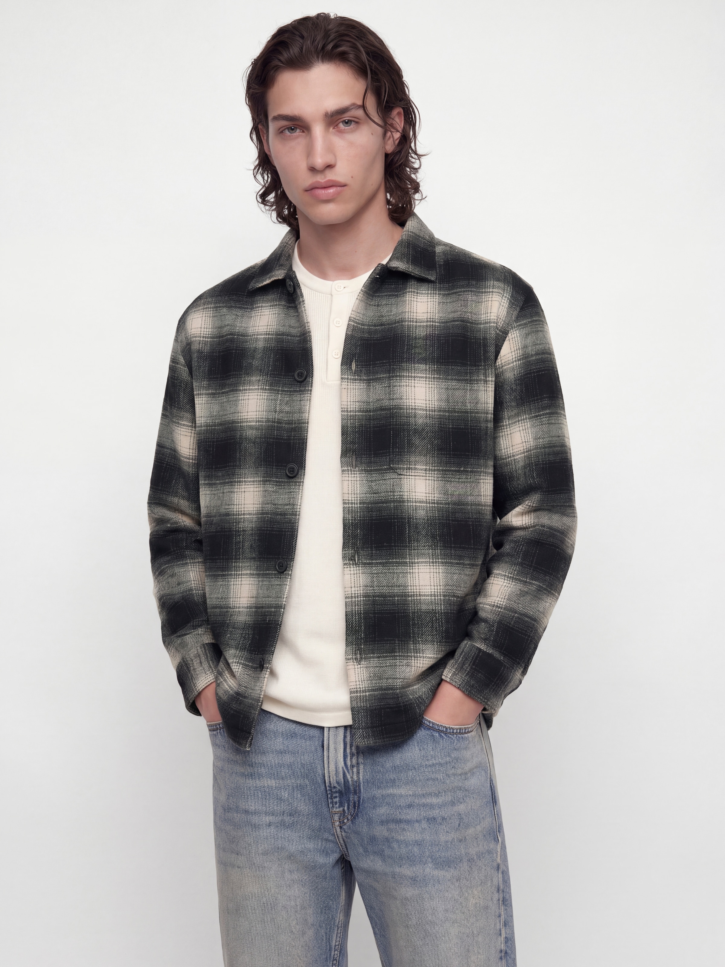 Jack & Jones Langarmhemd »JJESOHO OLLIE OVERSHIRT LS SN« Materialmix, locker geschnitten