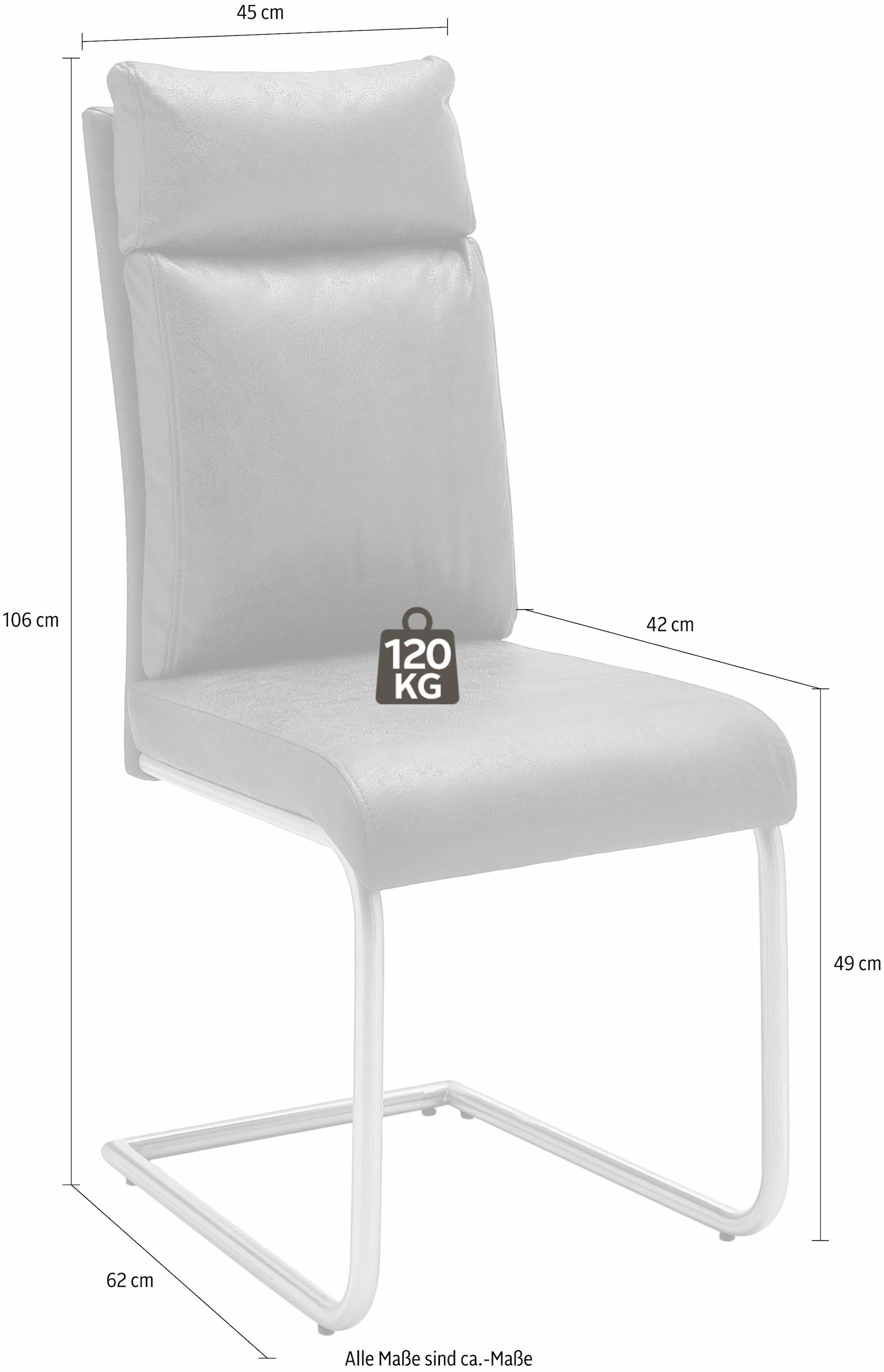 MCA furniture Freischwinger »PIA«, (Set), 2 St., Chenilleoptik, Stuhl belastbar bis 120 kg, Kissenoptik