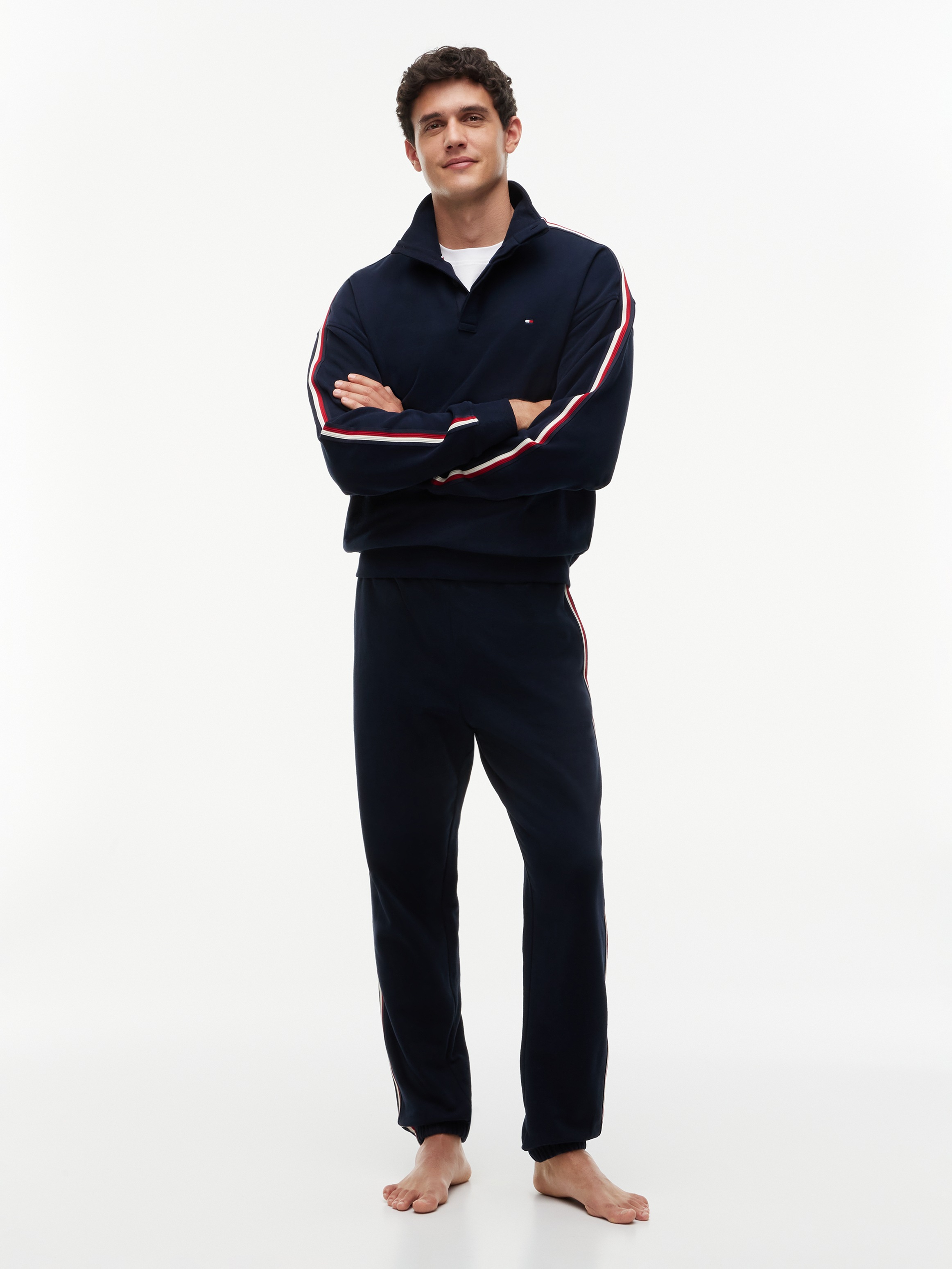 Tommy Hilfiger Underwear Sweatshirt »HALF BUTTON DOWN«, mit Global-Streifen und Knöpfen
