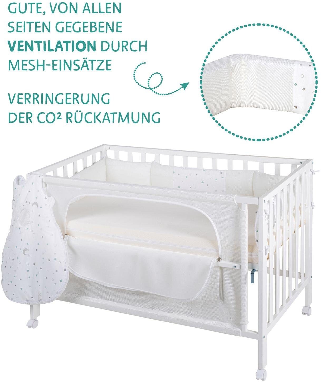 roba® Babybett »Room Bed, safe asleep®, Sternenzauber weiss«, (4 tlg.)