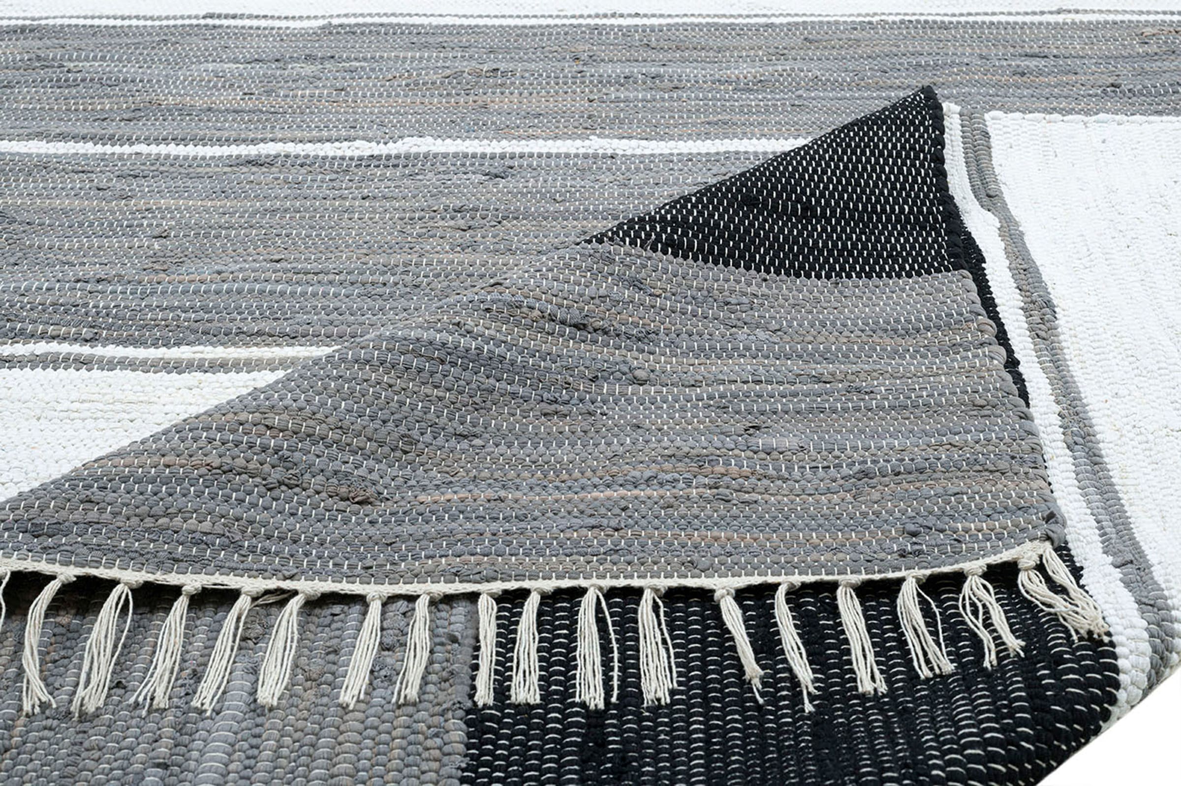THEKO Läufer »Stripe Cotton«, rechteckig, 5 mm Höhe, Handweb Flachgewebe, reine Baumwolle, handgewebt, mit Fransen