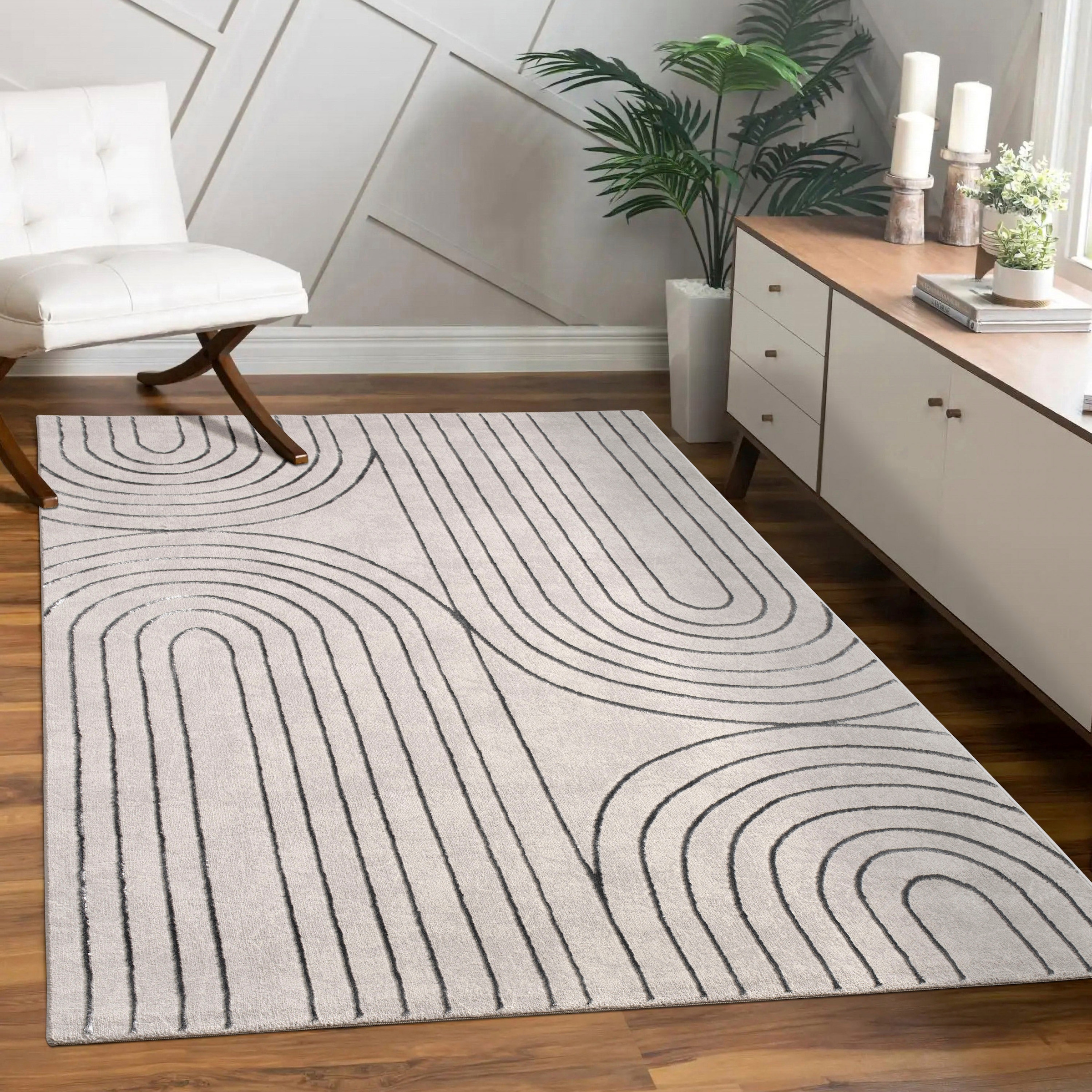 Image of Paco Home Teppich "Tuana 215" rechteckig 15 mm Höhe Kurzflor, Regenbogen, Hoch-Tief Struktur, Scandi-Look