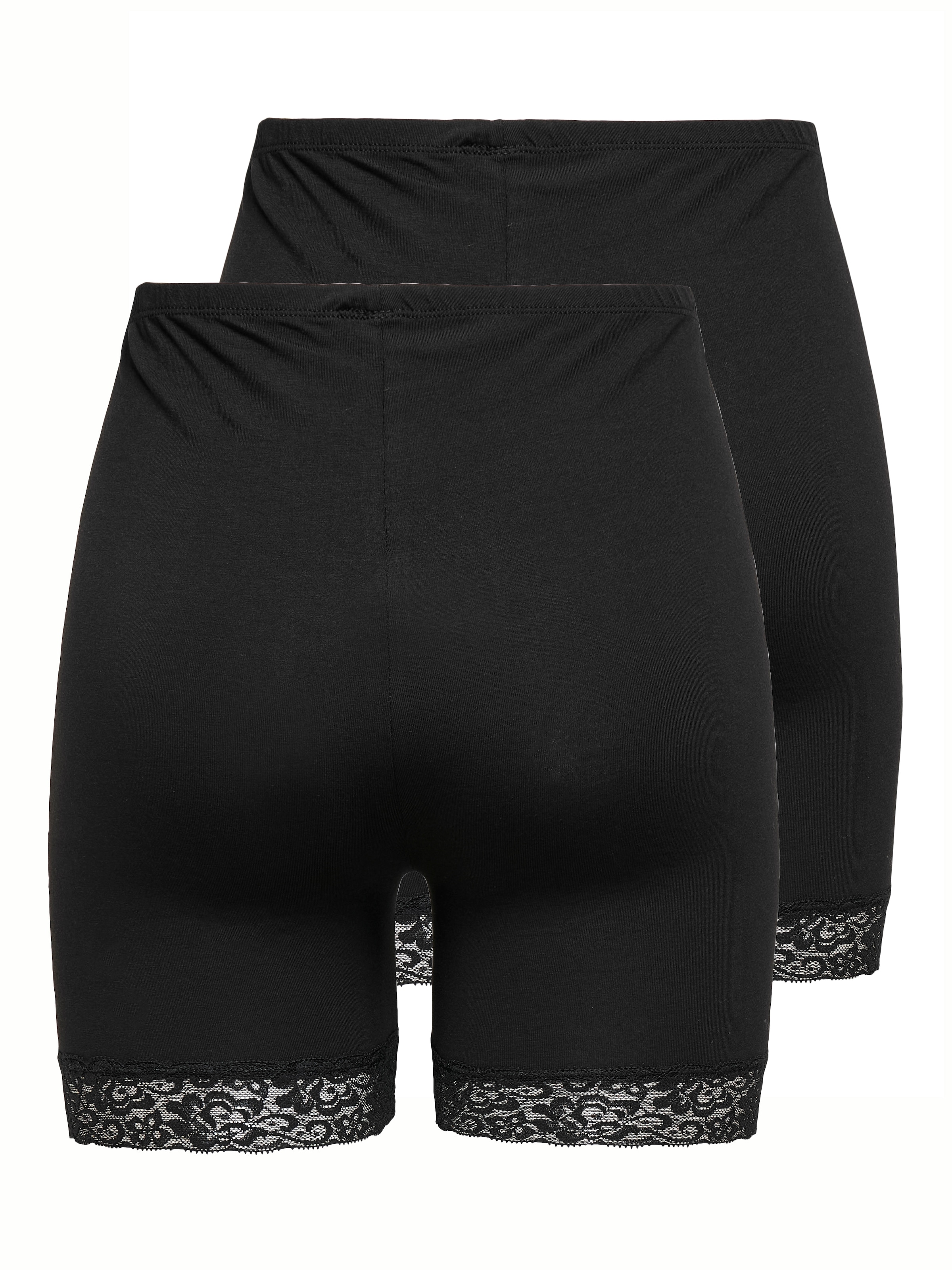 ONLY Radlerhose »ONLLIVE – Radlerhosen mit Spitzensaum im praktischen Doppelpack«  unifarben, modisch, slim fit, Baumwollmischung