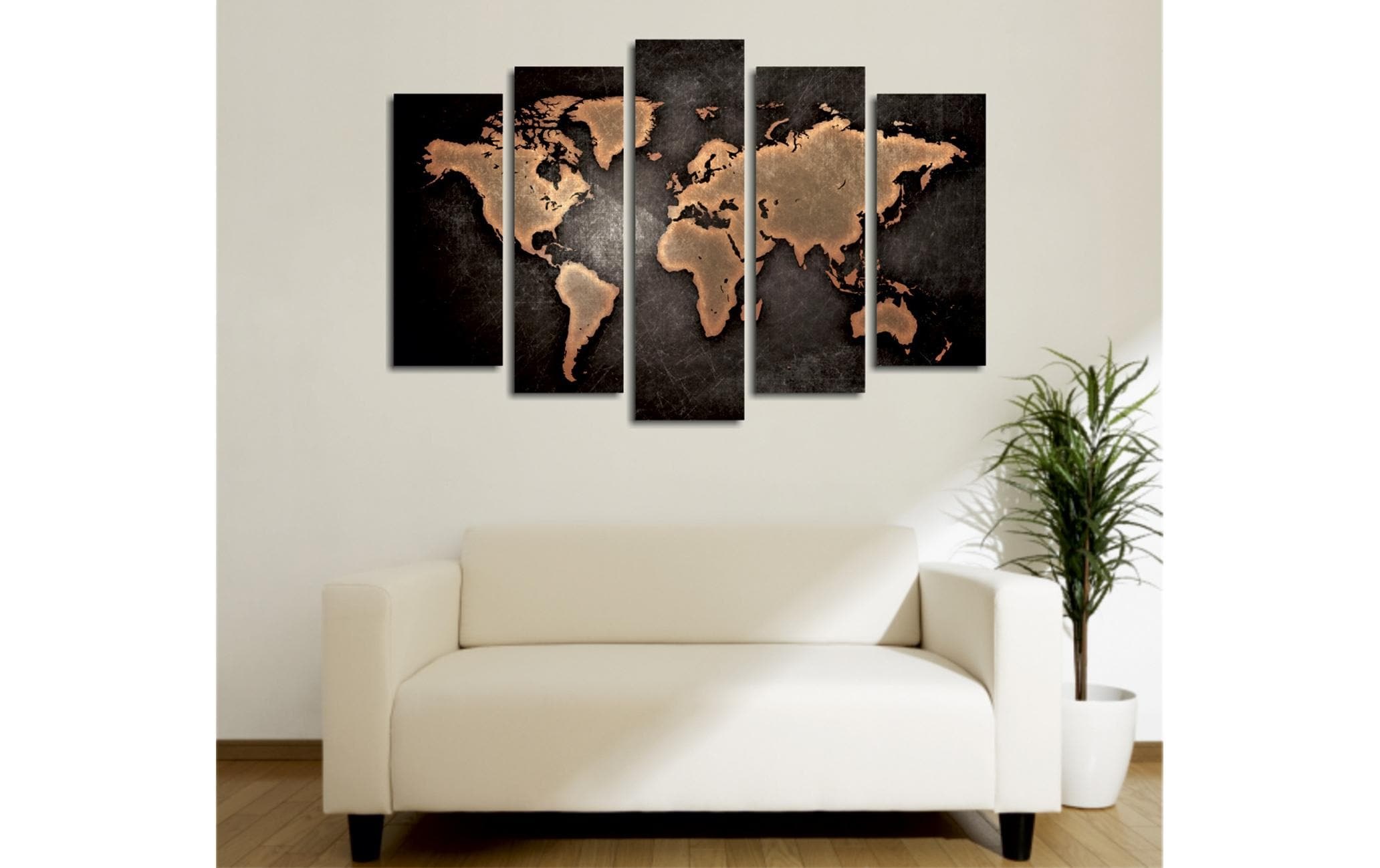 Wandbild »Wallxpert World 5 Teile 105 x 70 cm«, Weltkarte