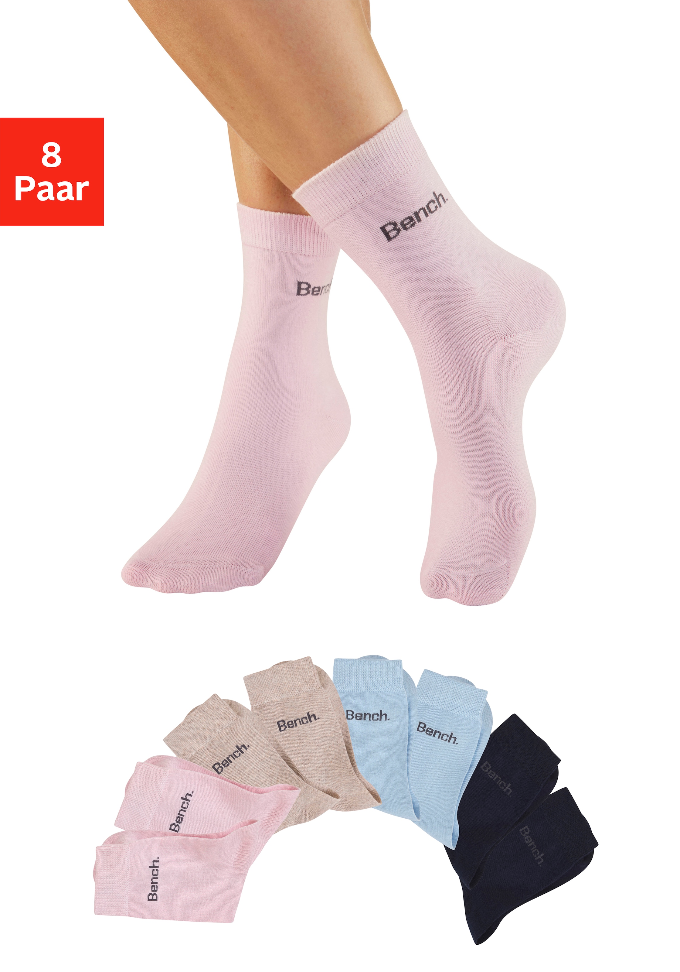 Image of Bench. Basicsocken Packung, 8 Paar tlg. klassisch mit Baumwolle